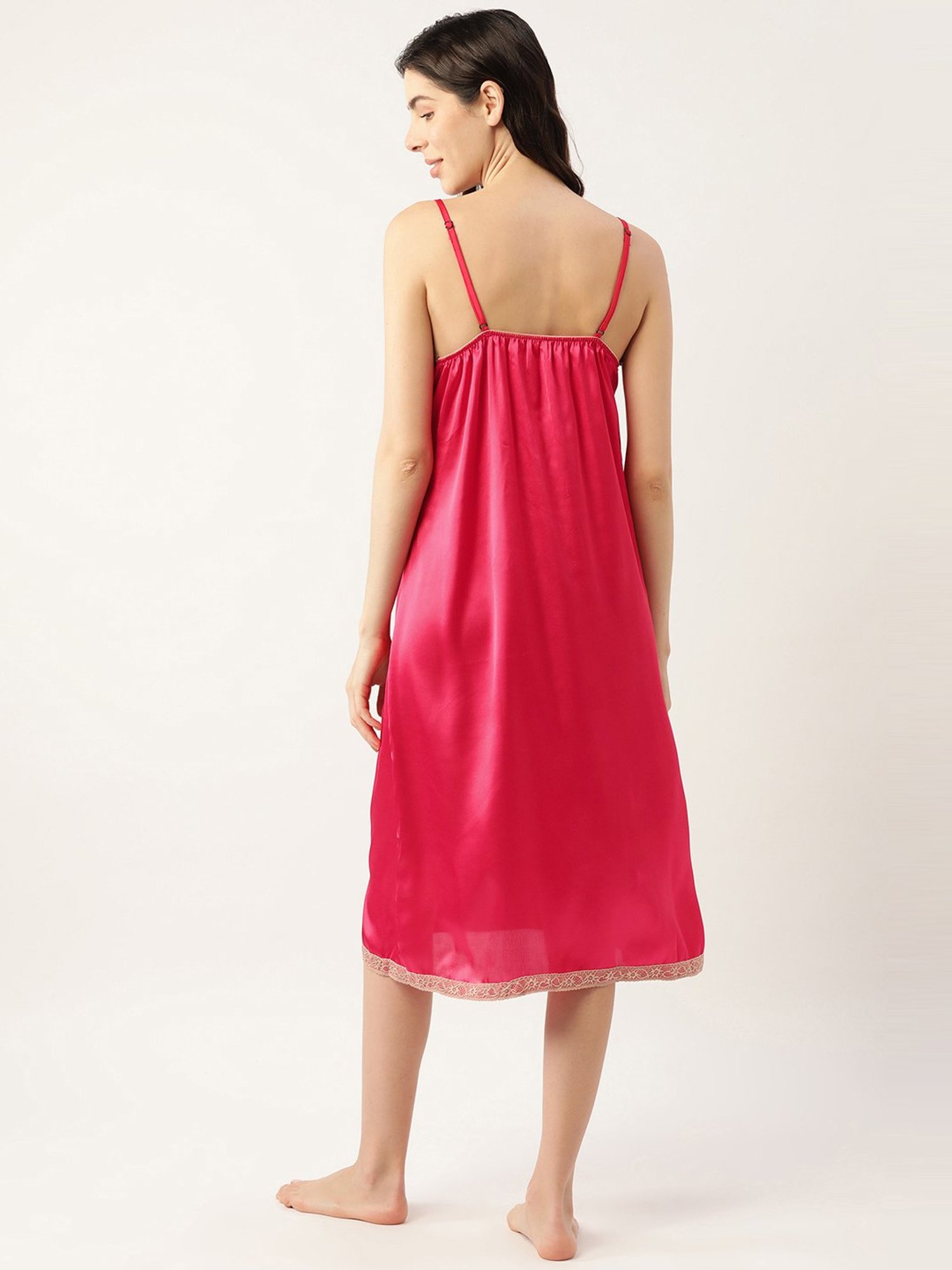 Ms.Lingies Pink Lace Work Nighty