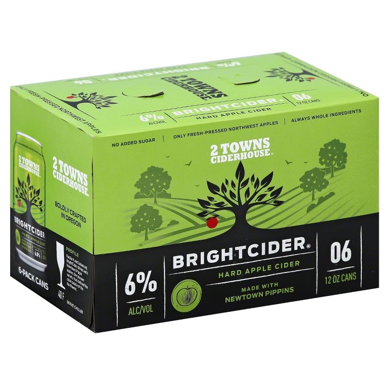 2 Towns Bright Cider - 6pk/12 fl oz Cans