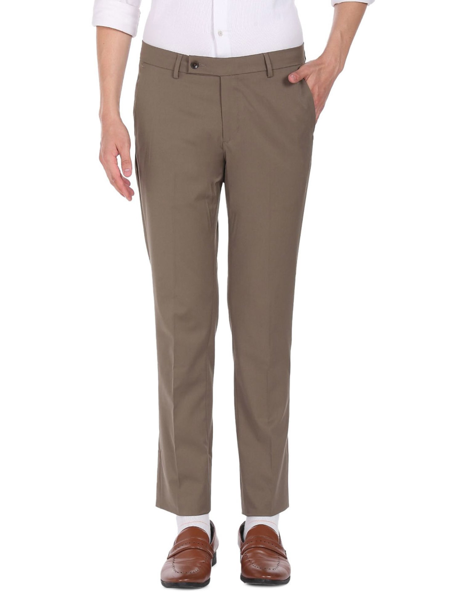 Arrow Stone Grey Regular Fit Trousers