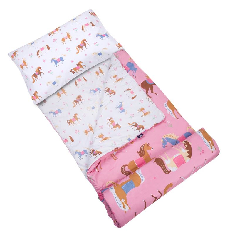 Wildkin Horses Microfiber Sleeping Bag with Pillowcase
