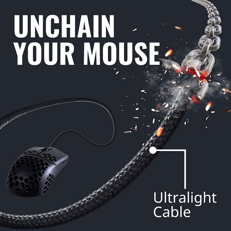 Cooler Master MM710 53G Gaming Mouse with Lightweight Honeycomb Shell Ultralight Ultraweave Cable Pixart 3389 16000 DPI Optical Sensor