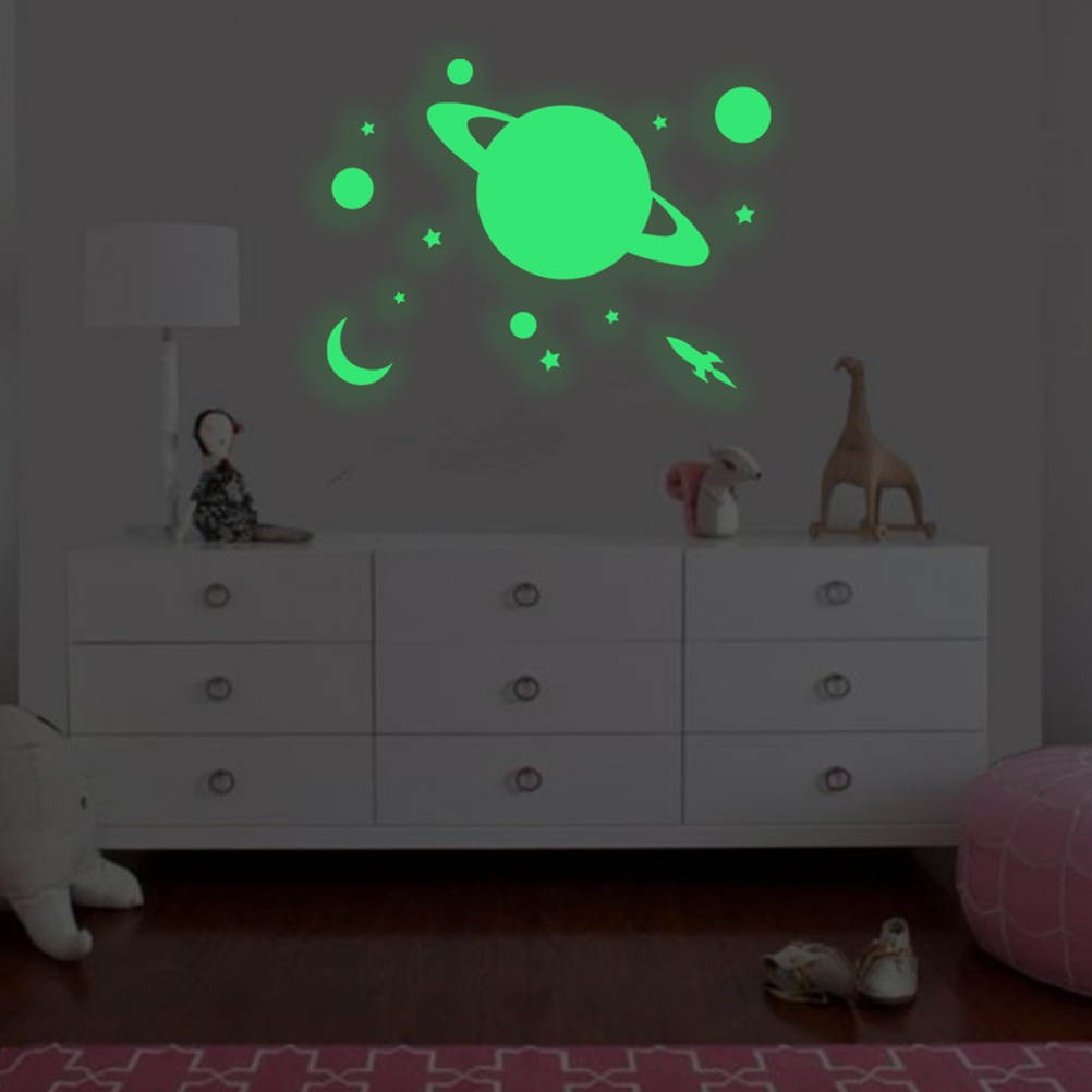 1pc Luminous Wall Sticker Planet Pattern Stickers Decorative Wall Decal DIY Wallpaper for Living Room Bedroom