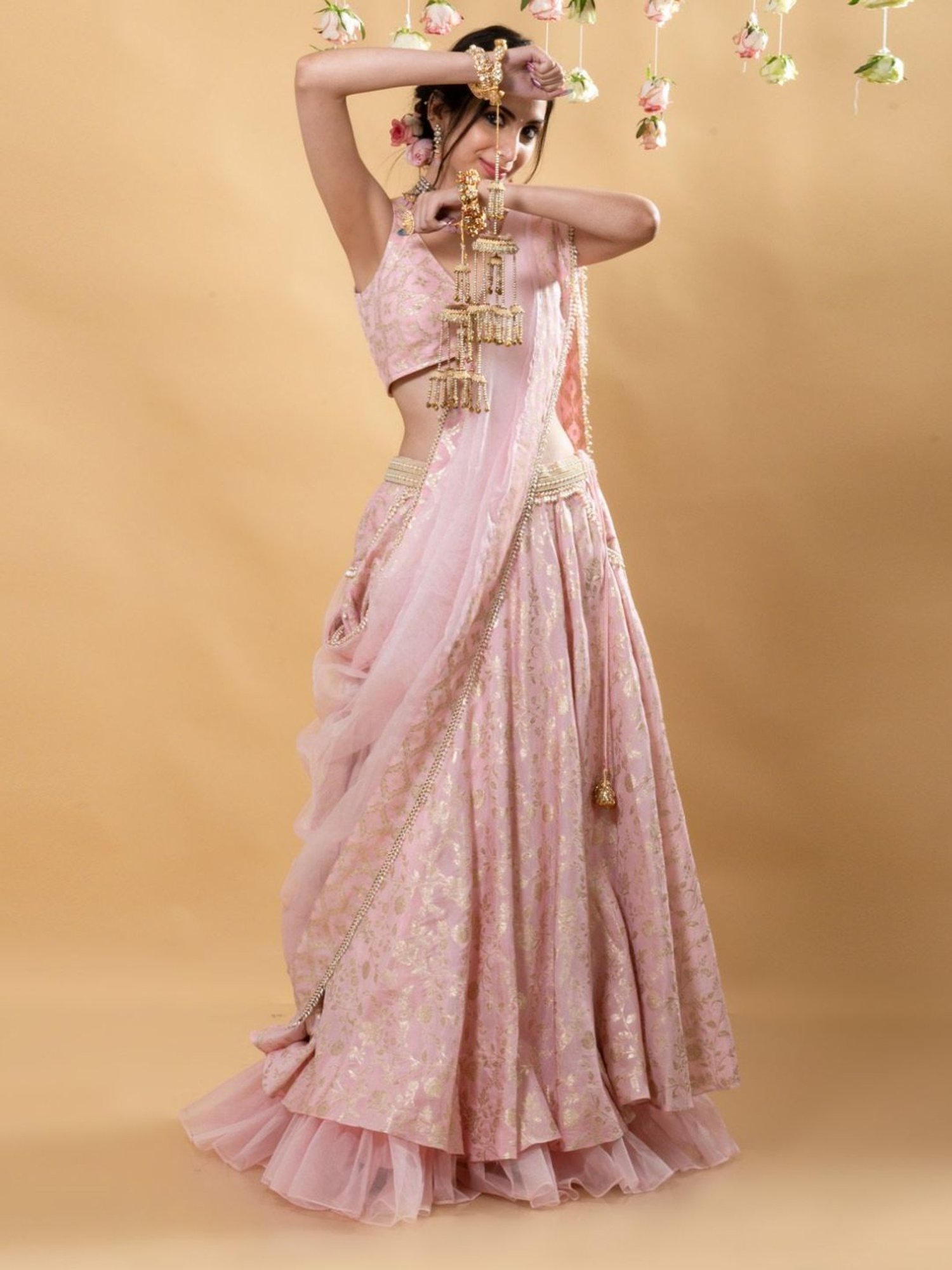 Monk and Mei Sitara Multi Chandini- Brocade Lehenga Set