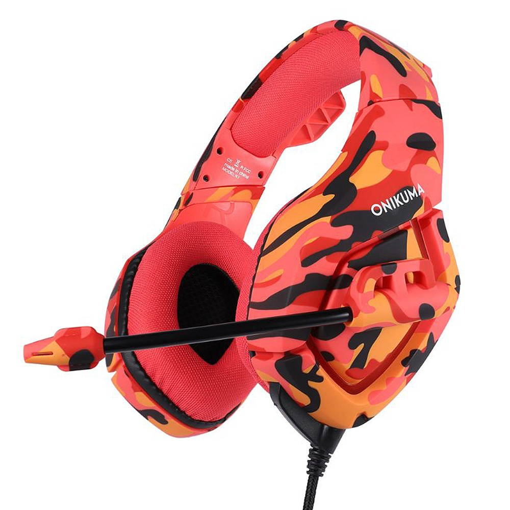 ONIKUMA K1B 3.5mm Head-mounted Headset Wired Gaming Headset with 50mm Driver Unit Noise Reduction Microphone Camouflage Grey