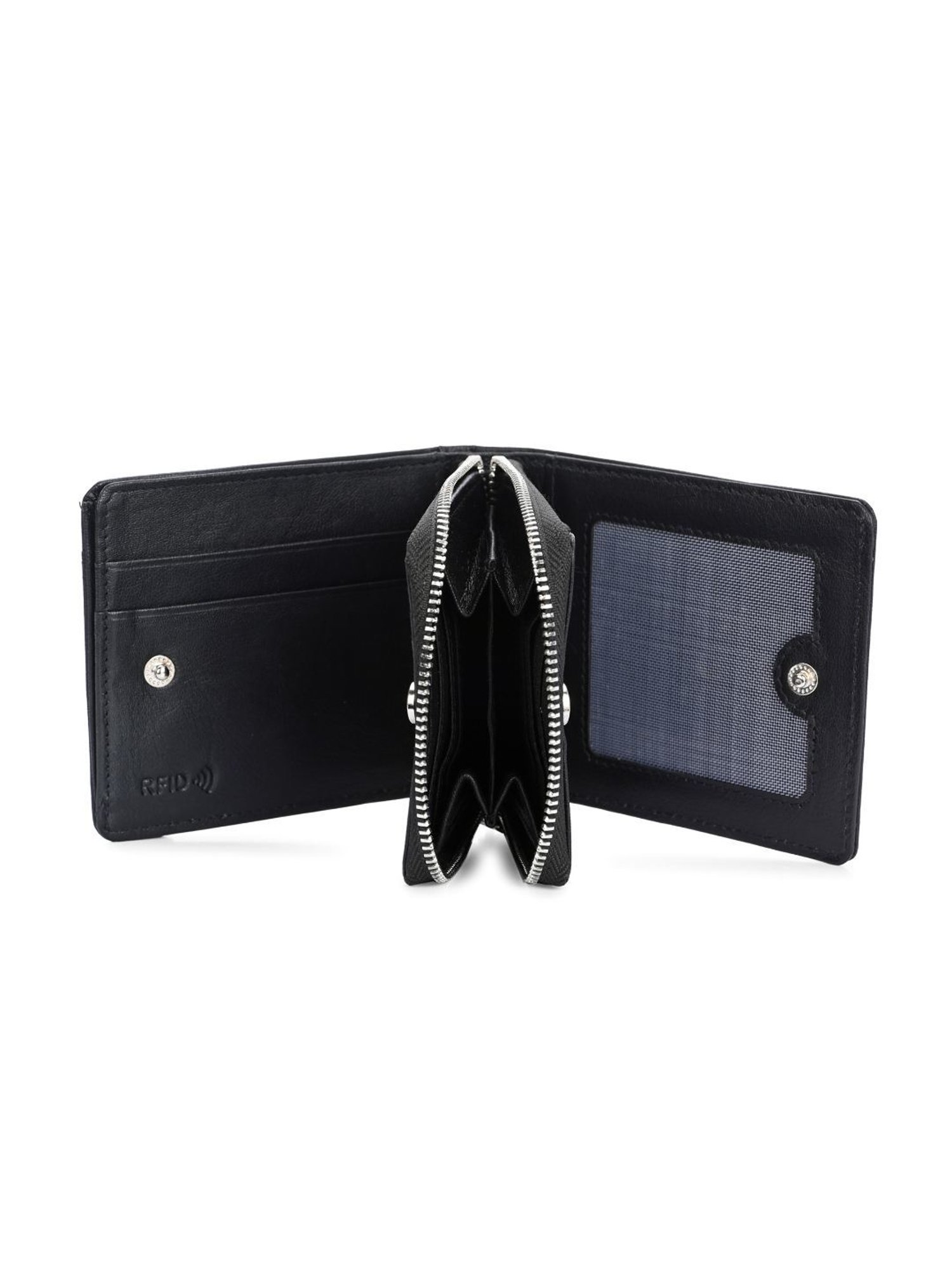 Clog London Black Leather Small Bi-Fold Wallet for Men