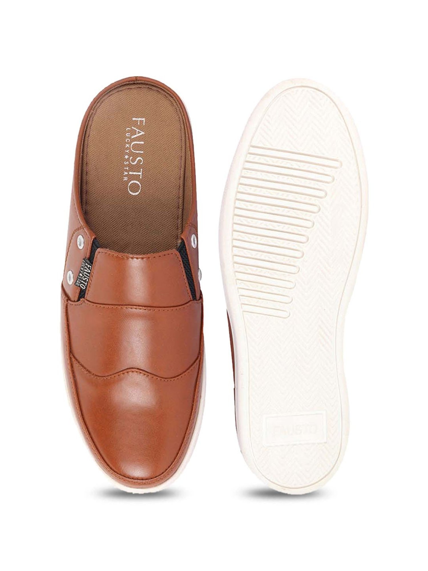 Fausto Men's Tan Mule Shoes