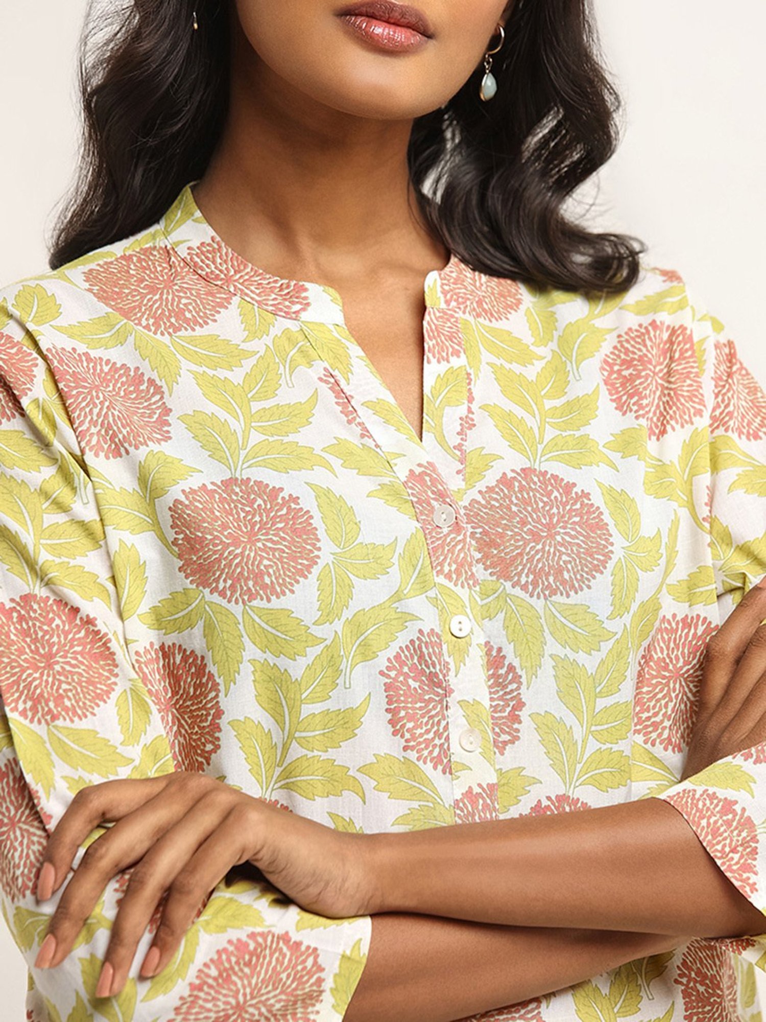 Utsa by Westside Green Floral Print Kurta