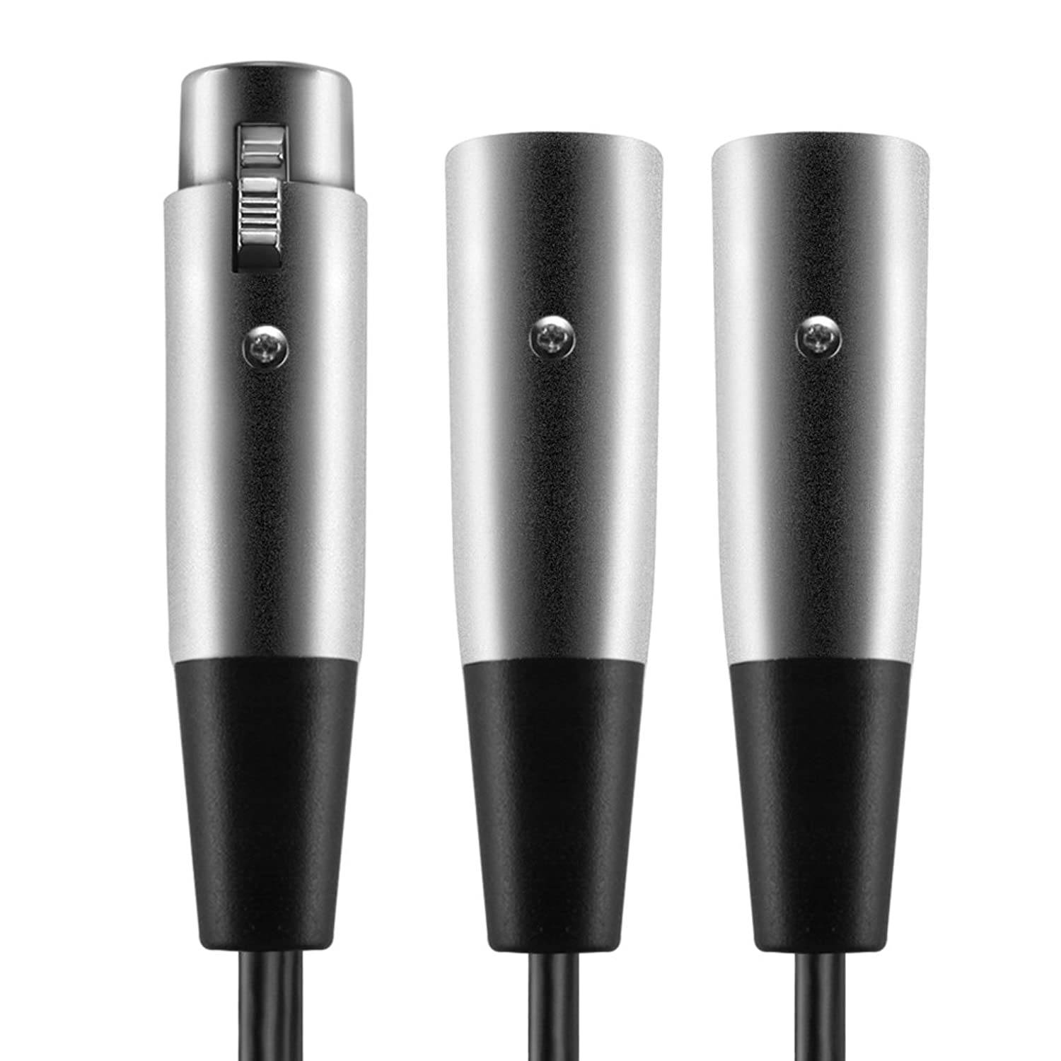 TNP XLR Splitter Patch Y Cable Adapter Cord - 1 Female to 2 Male, XLR3 Female to Dual XLR3 Male, XLR3F to 2 XLR3M Y Cable Connector Wire Cord Plug (6 inch)