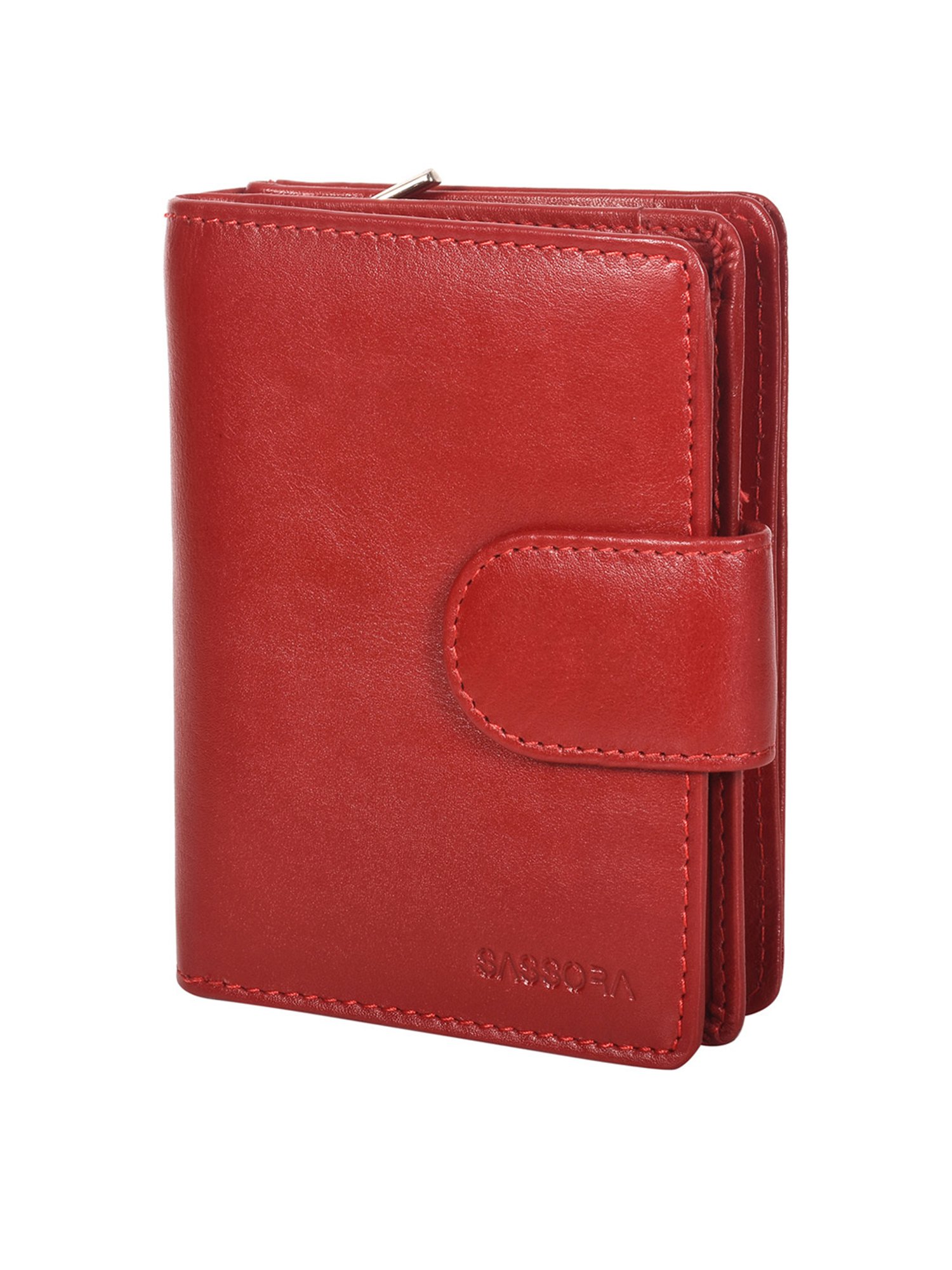 SASSORA Red Solid Rfid Bi-Fold Wallet for Women