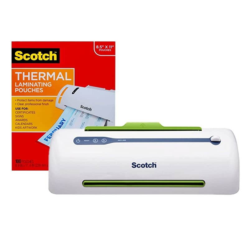 PRO Thermal Laminator and Pouch Bundle 2 Roller System Never Jam Technology Automatically Prevents Misfed Items TL906 with Thermal Laminating Pouches 100Pack TP3854100