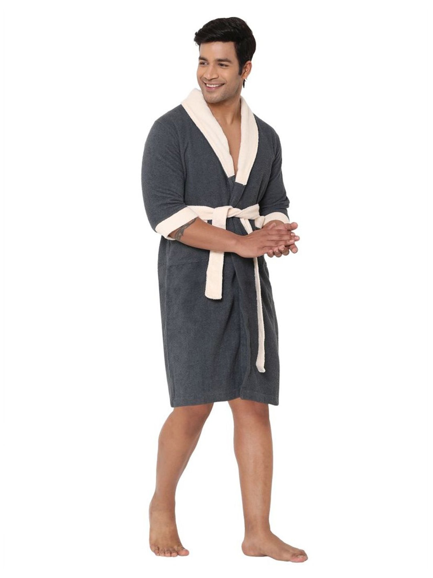 Spaces CLOUDZ Grey Cotton 300 GSM Bathrobes - Set of 1
