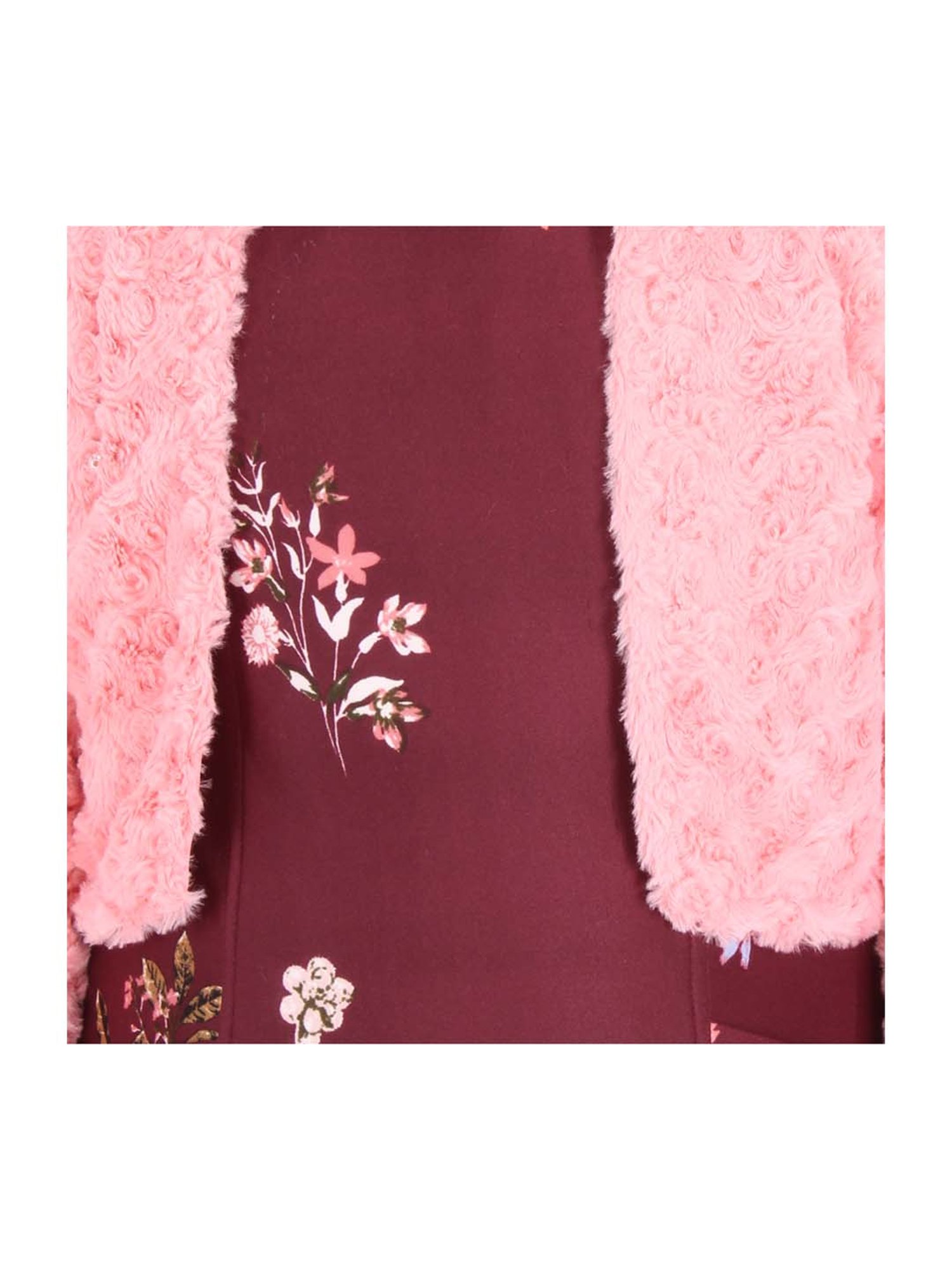 Cutecumber Kids Plum Printed Dress & Shrug