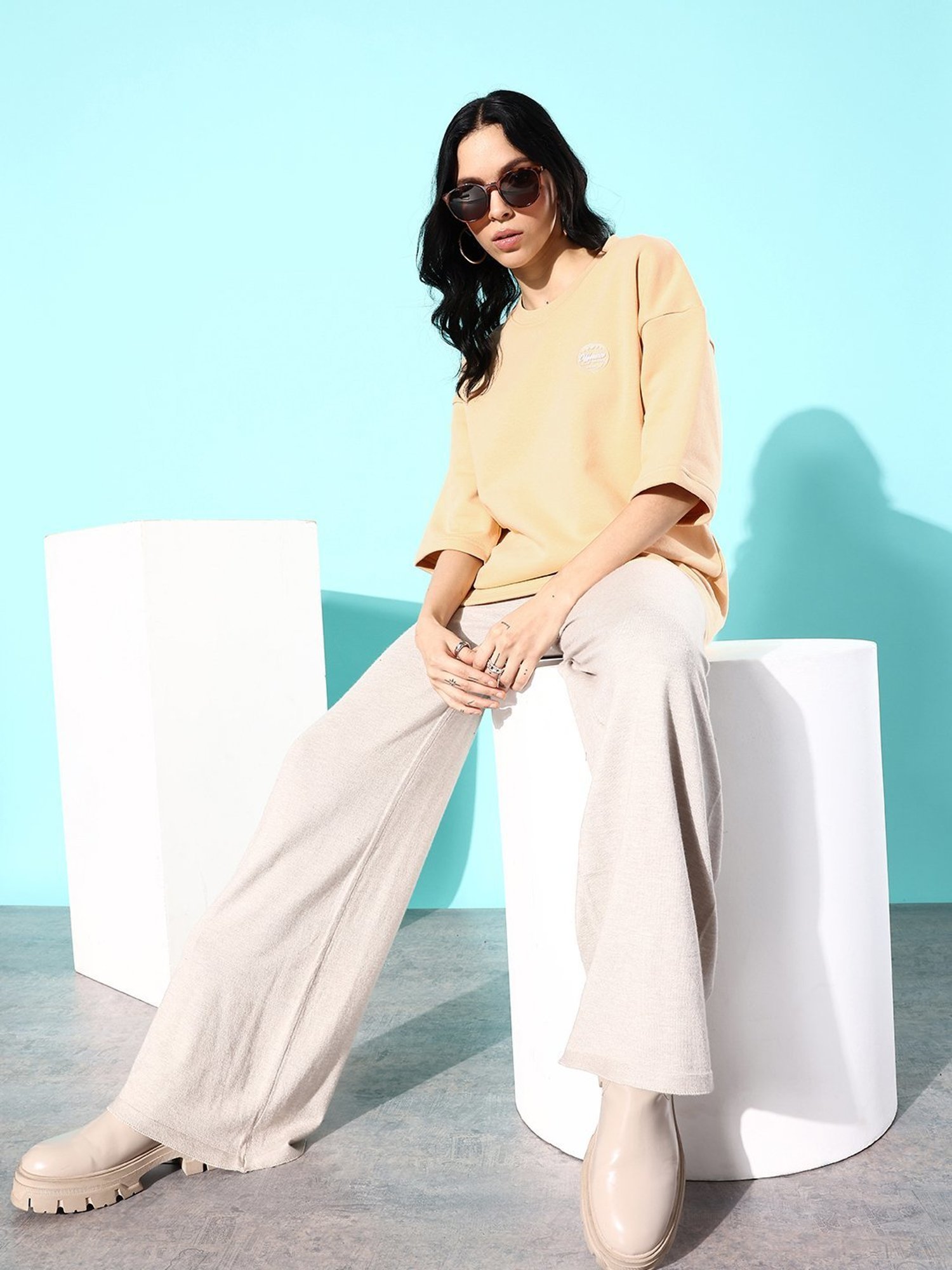 Difference of Opinion Beige Fleece Oversized Sweatshirt