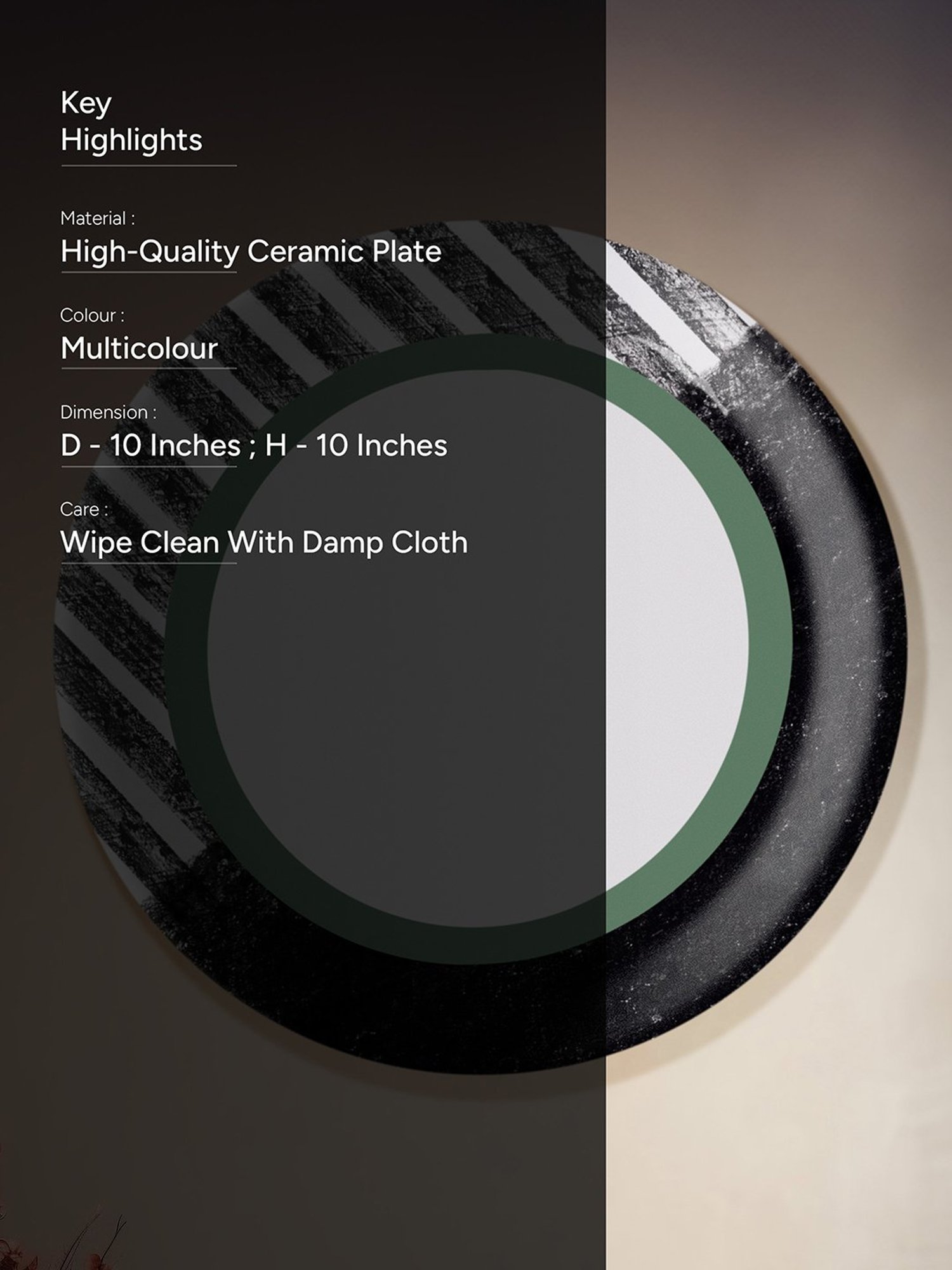 Nestroots Intertwined Lines White & Black Porcelain&iquest;Decorative Wall Plate