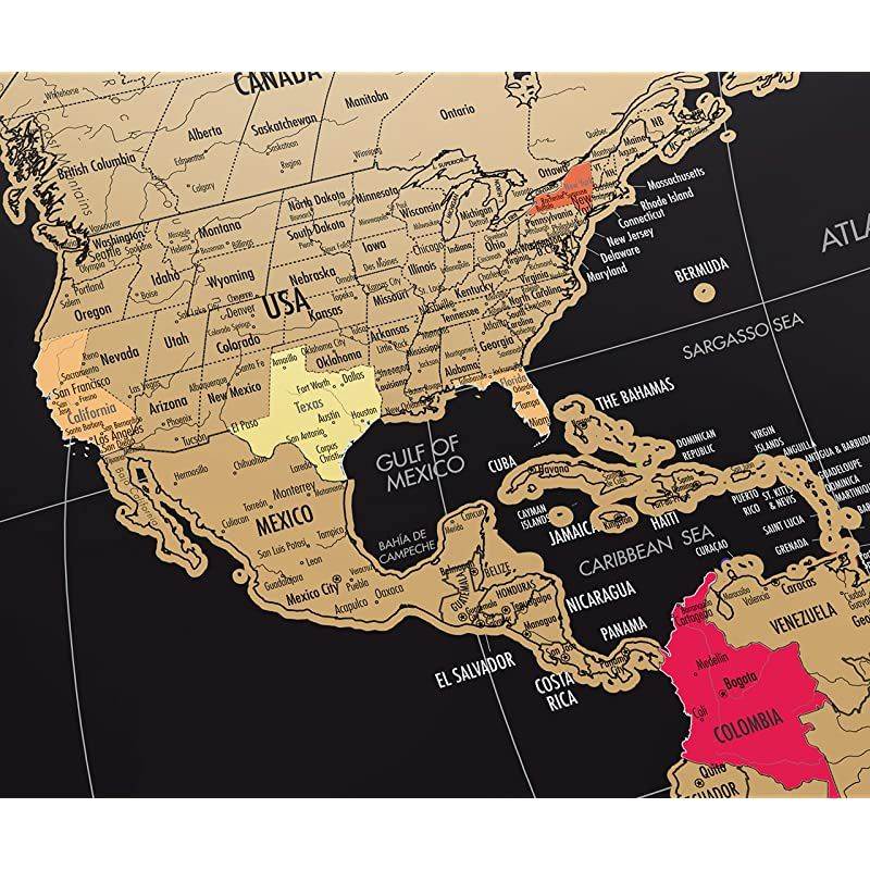 Landmass Extra Large Scratch Off World Map Poster Made In The USA Travel Map with Flags Scratch Off Map Of The World With Detailed Cartography And Vibrant Colors Perfect Gift 24 x 36 Inches