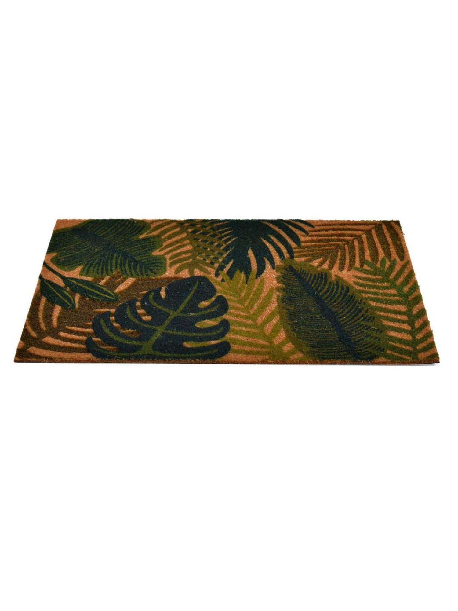 @home Green Polyester Tropical Leaves Design Anti-Slip Door Mat