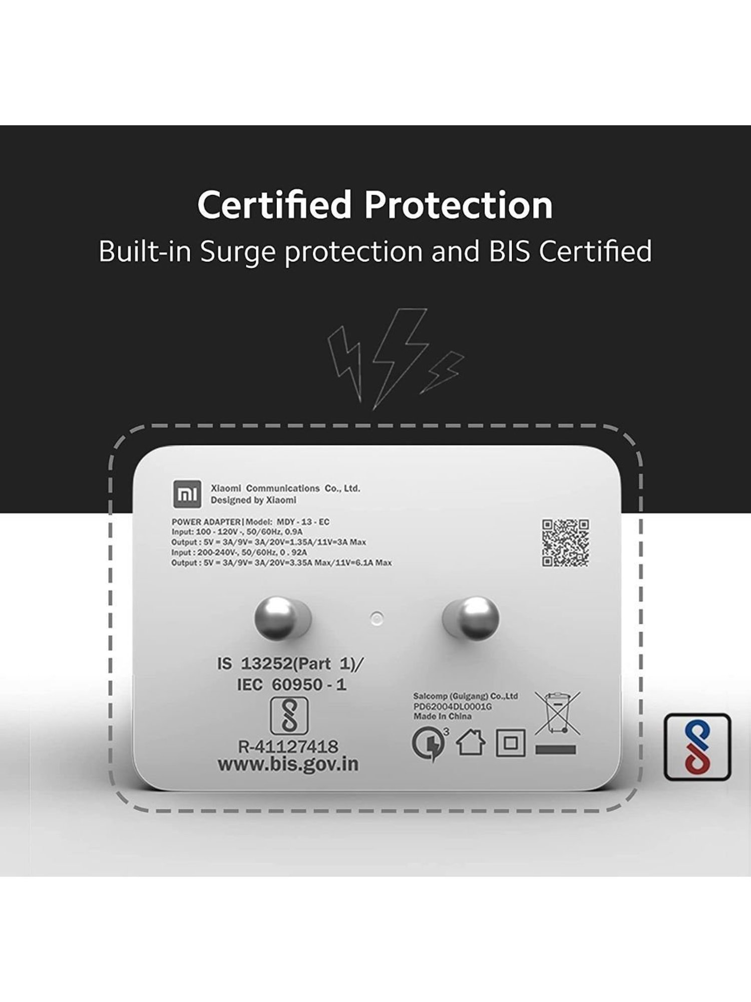 Mi 67W SonicCharge 3.0 Charger Combo, Superfast 6A Type C Cable (White)