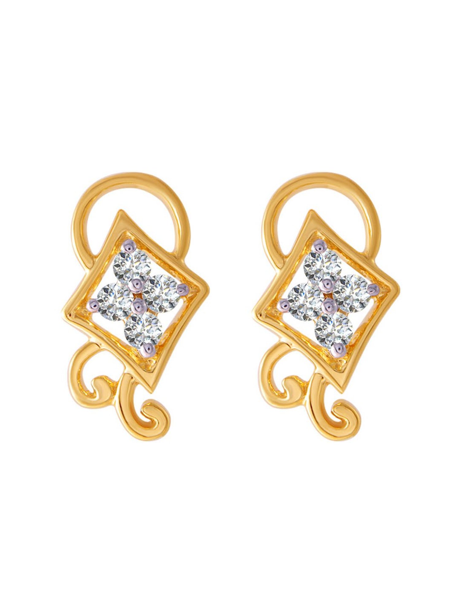 P.C. Chandra Jewellers 18 kt Gold & Diamond Earrings