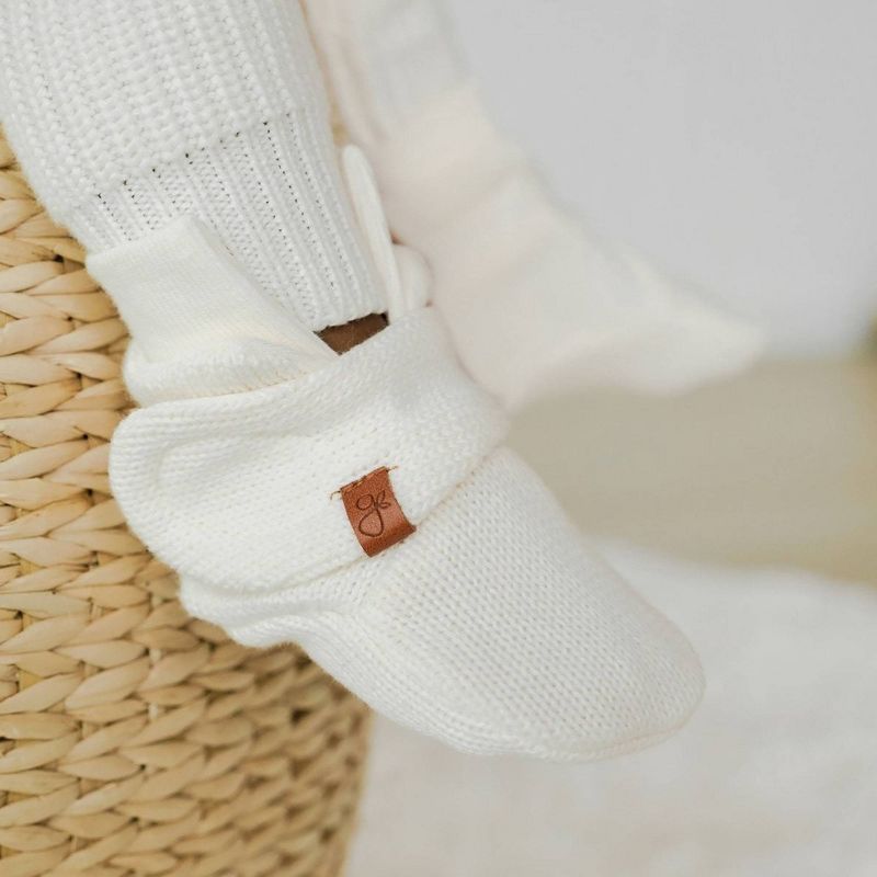 Goumi Baby Organic Cotton Knit Boots - Off-White 0-3M