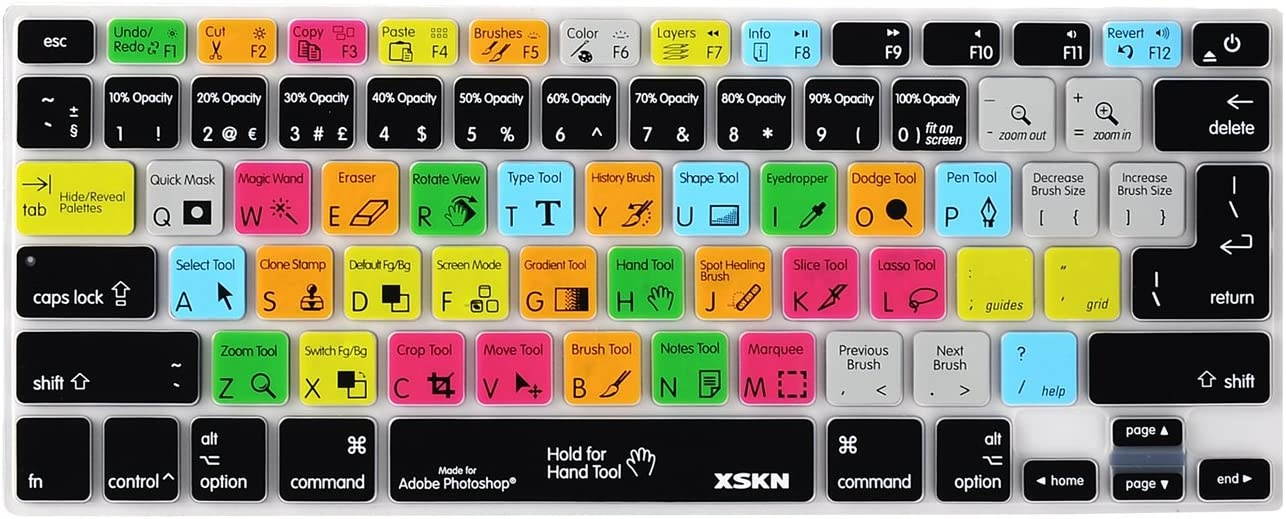 XSKN for Adobe InDesign Shortcut Keyboard Cover Functional Hotkey Design Hot Keys Silicone Rubber Skin for MacBook Pro 13" 15" 17" (with or w/Out Retina Display) iMac and MacBook Air 13", US EU Both