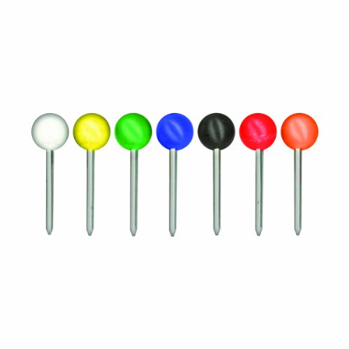 Gem Office Products- LLC. GEMMTA250 Round Map Tacks- .19in. head- .38in. Long- Assorted