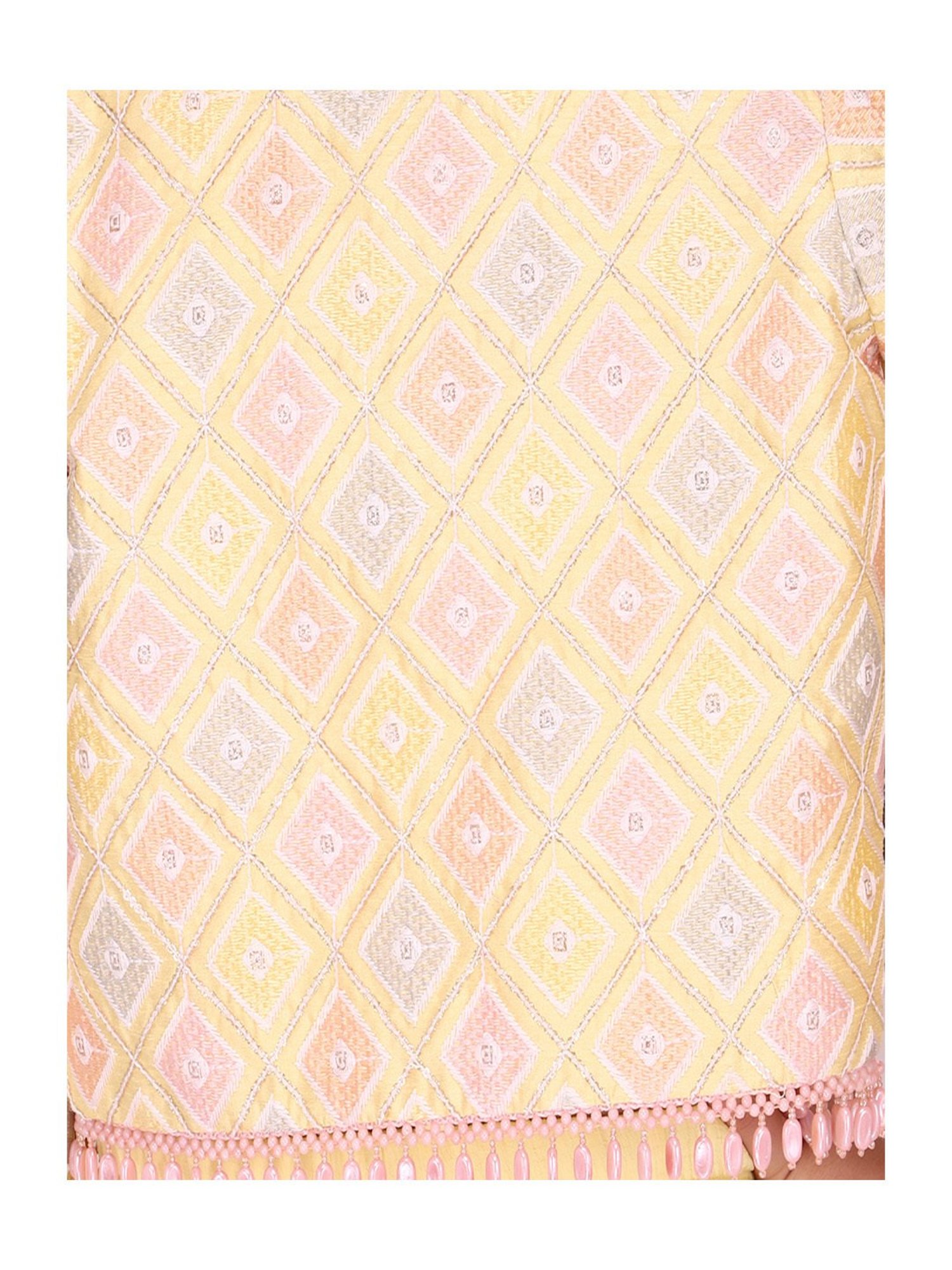 Cutecumber Kids Yellow Embroidered  Choli,  Shrug &  Plazzos