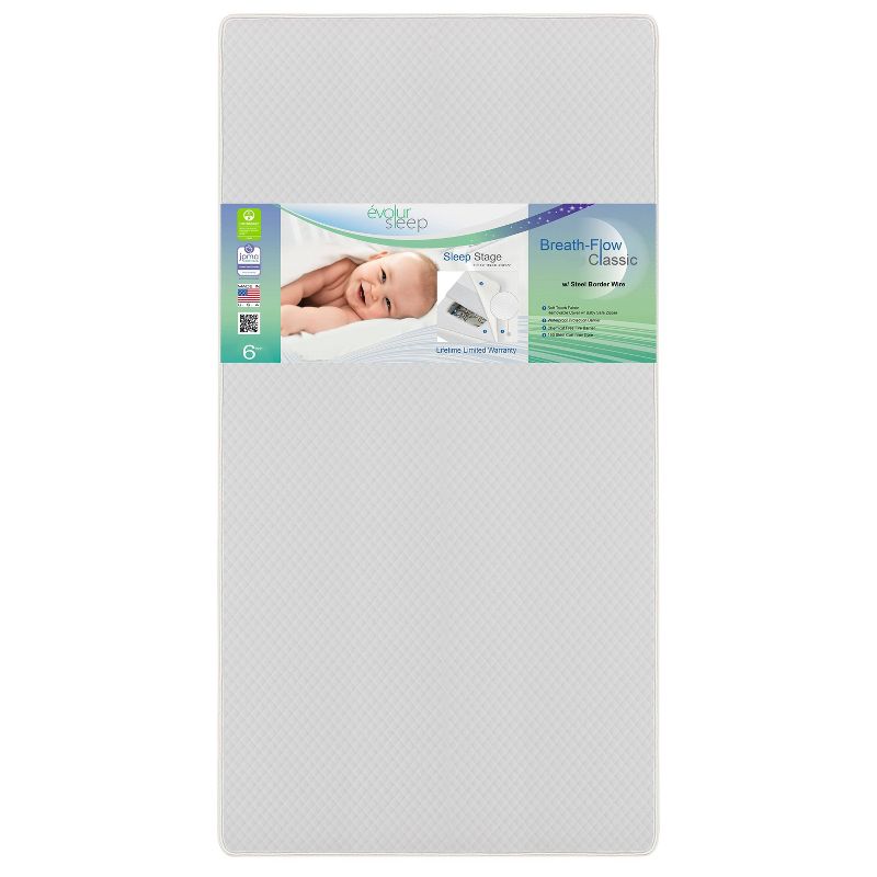 Evolur Breath Flow Classic Inner Spring Crib and Toddler Mattress