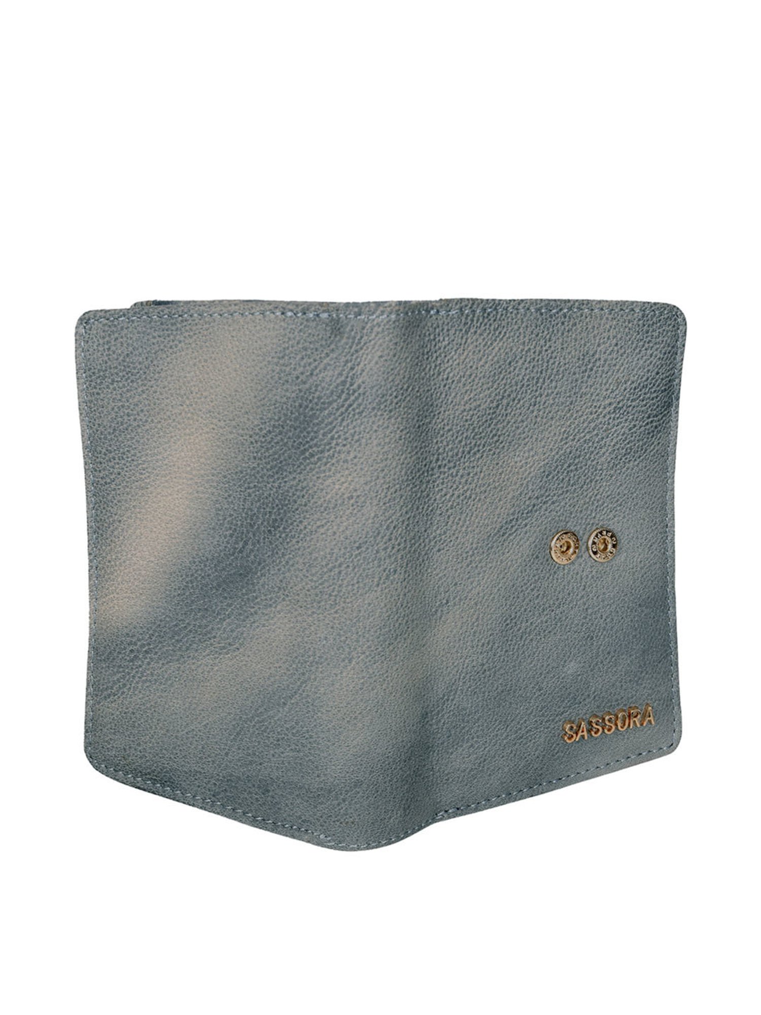 SASSORA Blue Textured Rfid Tri-Fold Wallet for Women