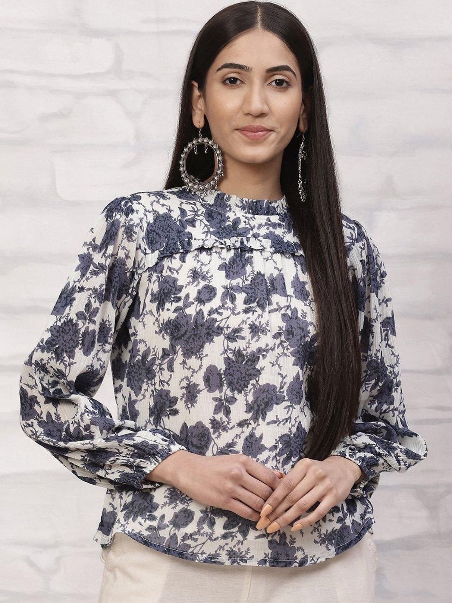 Rangriti Indigo Printed Top