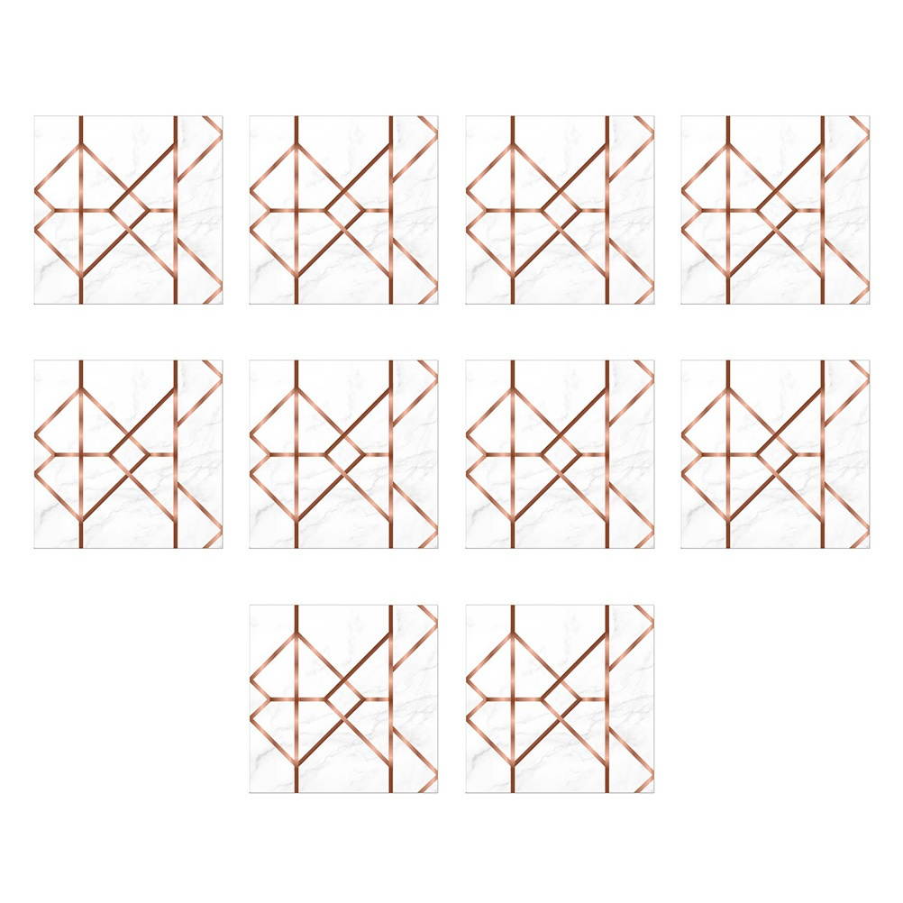 10pcs Tiles Stickers PVC Self Adhesive Metal Line Design Waterproof Tiles Decal