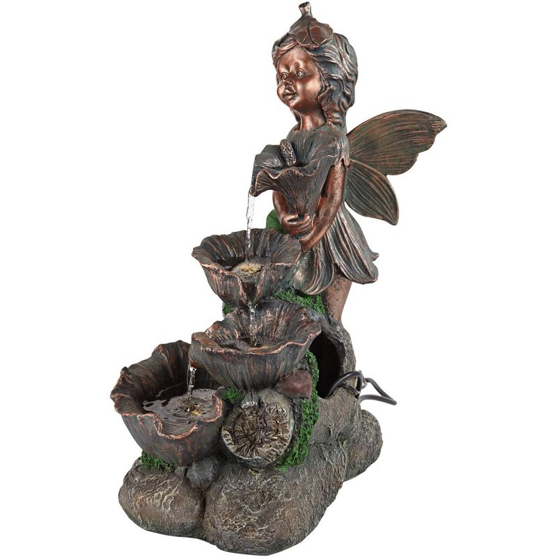John Timberland Outdoor Cascading Water Fountain with Light LED 24" High Fairy for Garden Patio Yard Deck Home Lawn Porch House