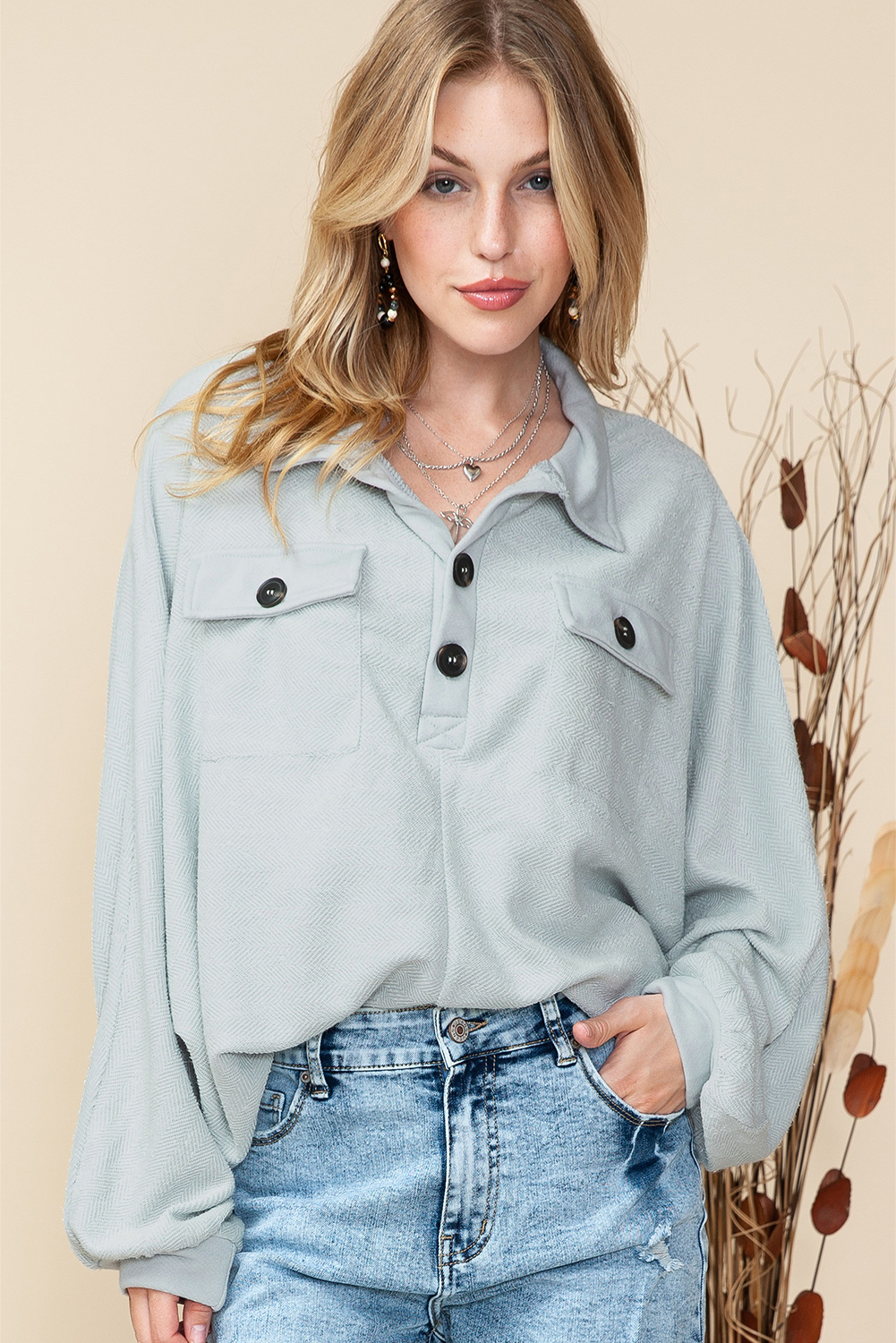 Pink Sequins Candy Cane Round Neck Sweatshirt