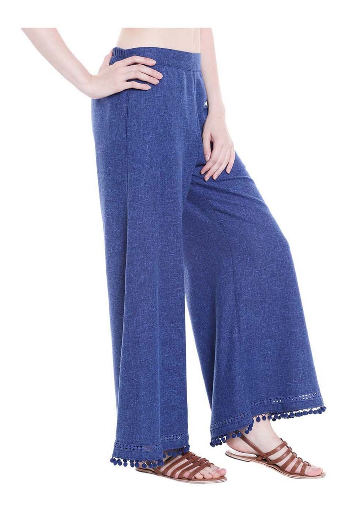 Fusion Beats Blue Regular Fit Palazzos