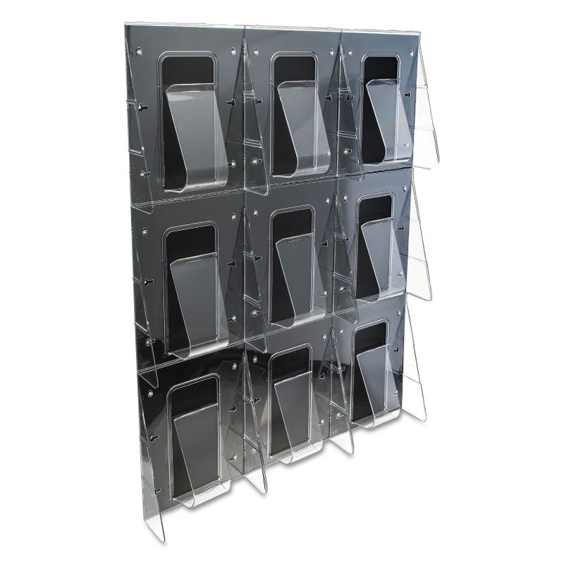 Deflecto Multi-Pocket Wall-Mount Literature Systems 27 1/2w x 35 5/8h Clear/Black 56801