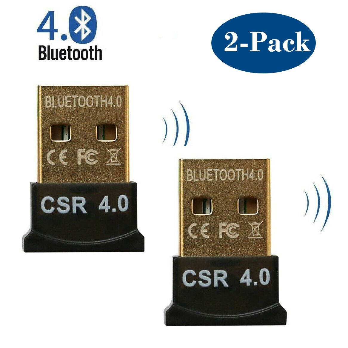 Bluetooth USB Adapter CSR 4.0 Dongle Bluetooth Receiver For PC Windows 10 2-Pack