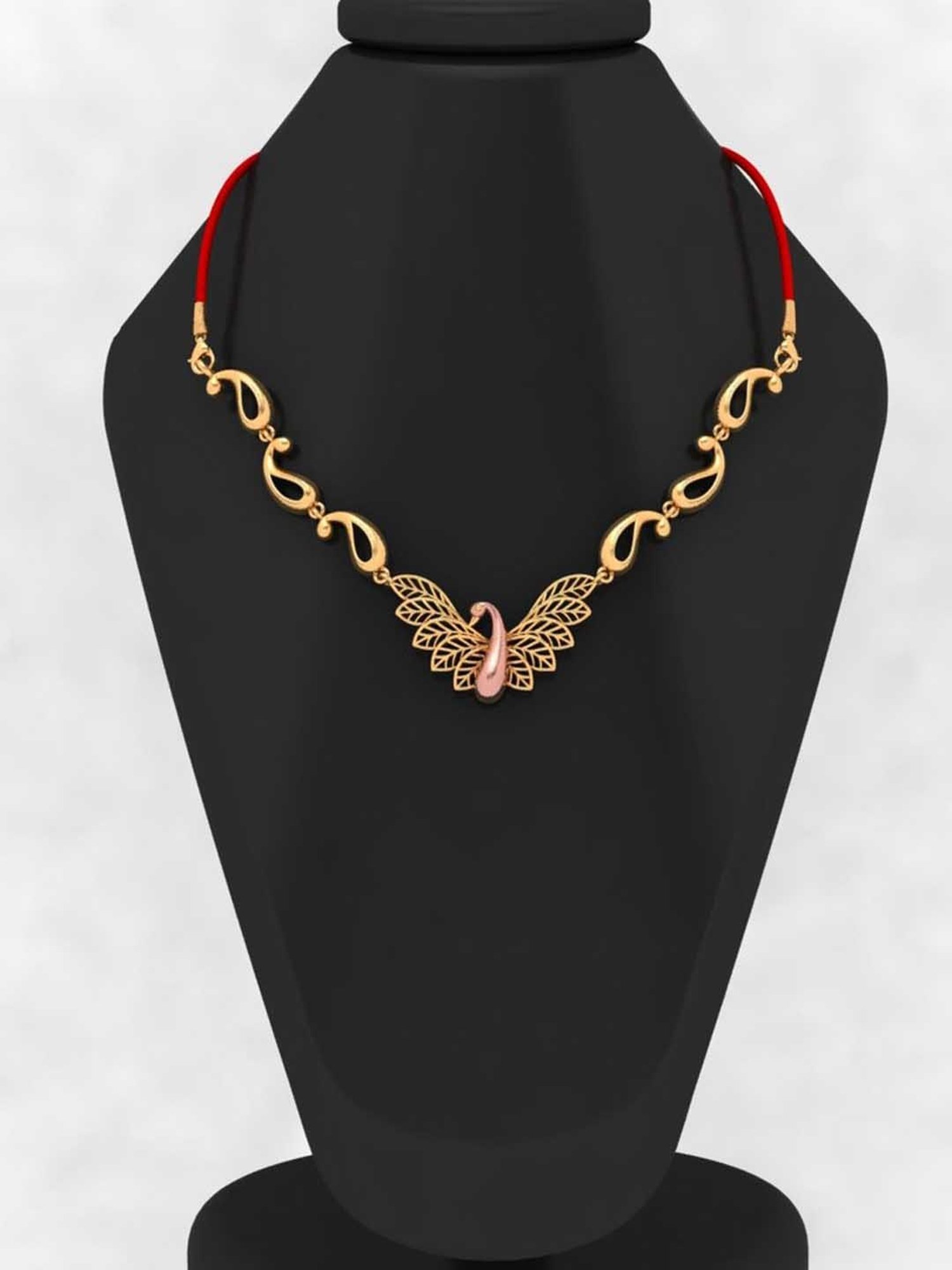 P.C. Chandra Jewellers 14k Yellow Gold Peacock Themed Enchanting Design Necklace