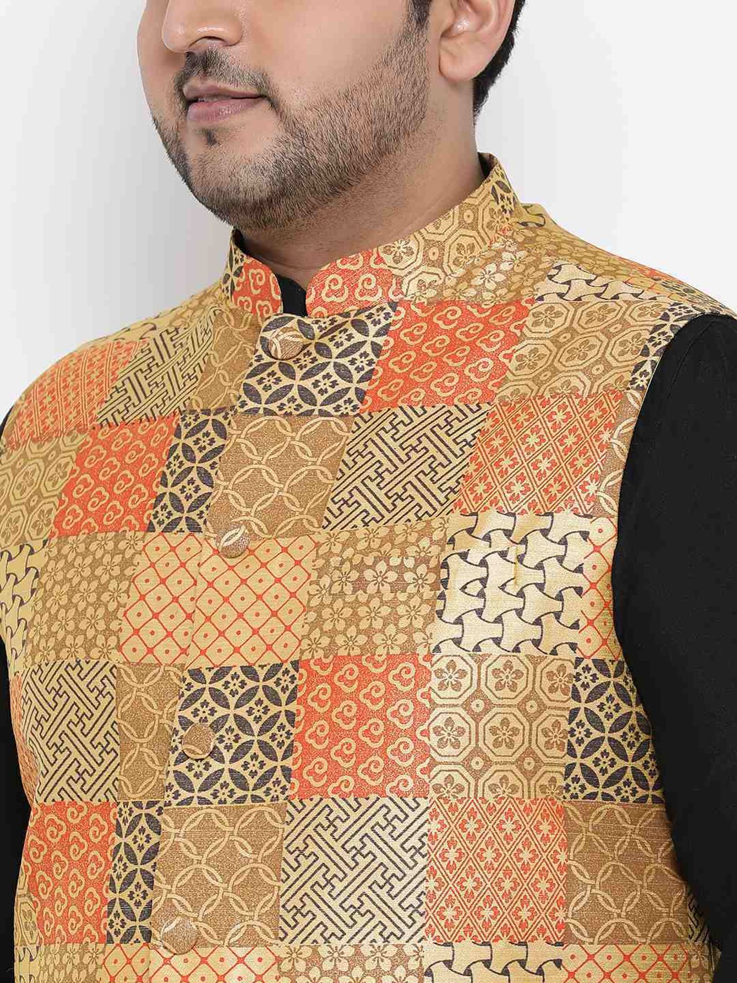 KISAH PLUS Multicolored Regular Fit Printed Kurta Set With Jacket