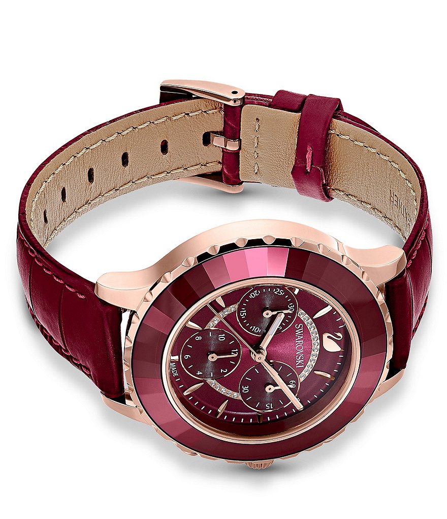 Swarovski Octea Lux Chrono Red Leather Watch