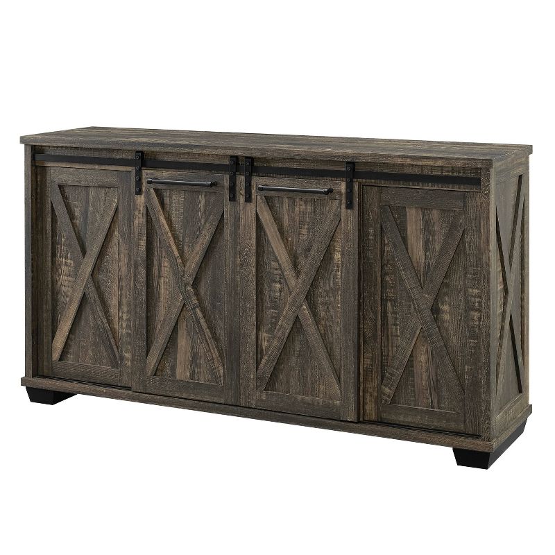 60" Rivington Infrared Media Electric Fireplace Rustic Brown - Muskoka