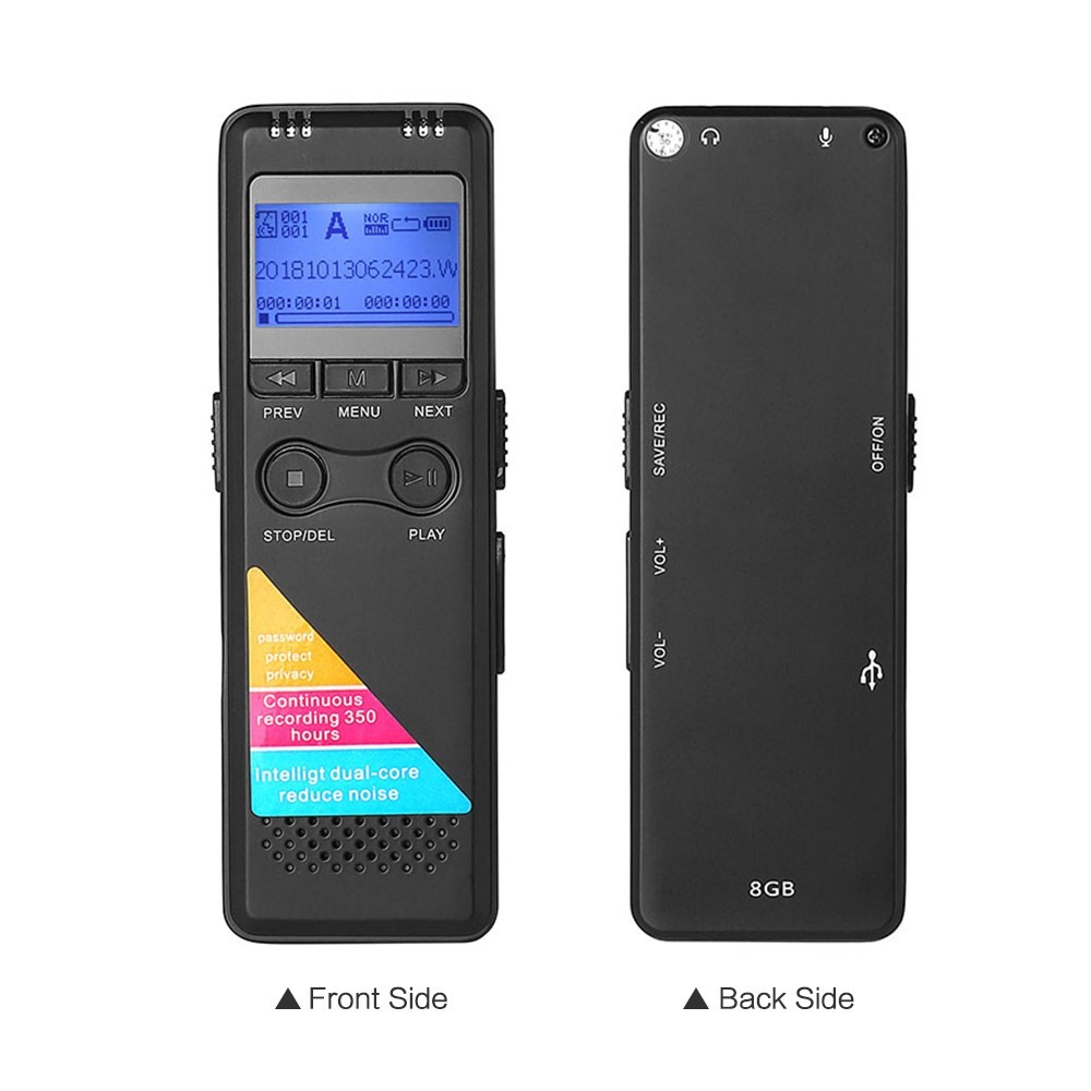 Professional Digital Voice Recorders High Definition Lossless Sound Quality Phone Recording Circulating A-B Repeating Noise Reduction Function 8GB Memory