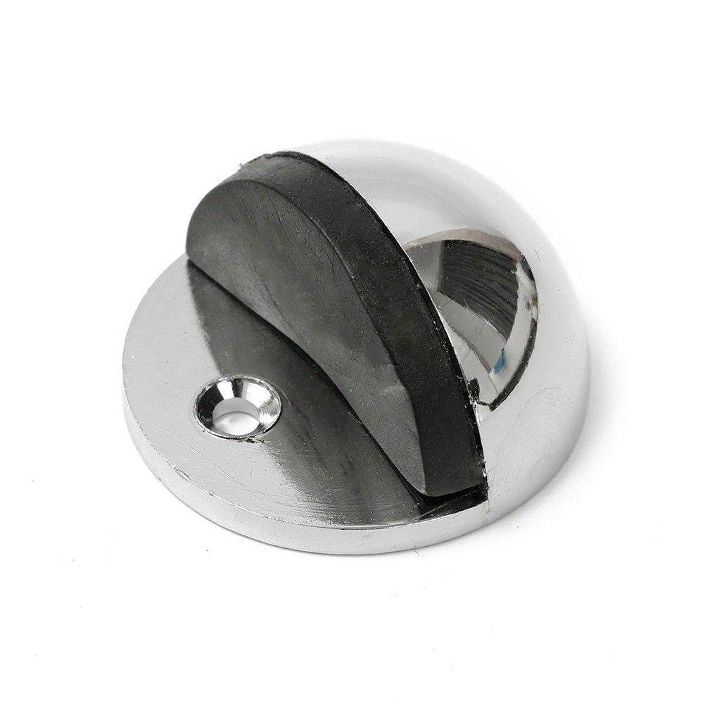 1PCS 43mm Dia Casting Floor-mounted Door Stops APS Zinc alloy Satin Chrome Half Moon Door Stopper Wood Door Holder