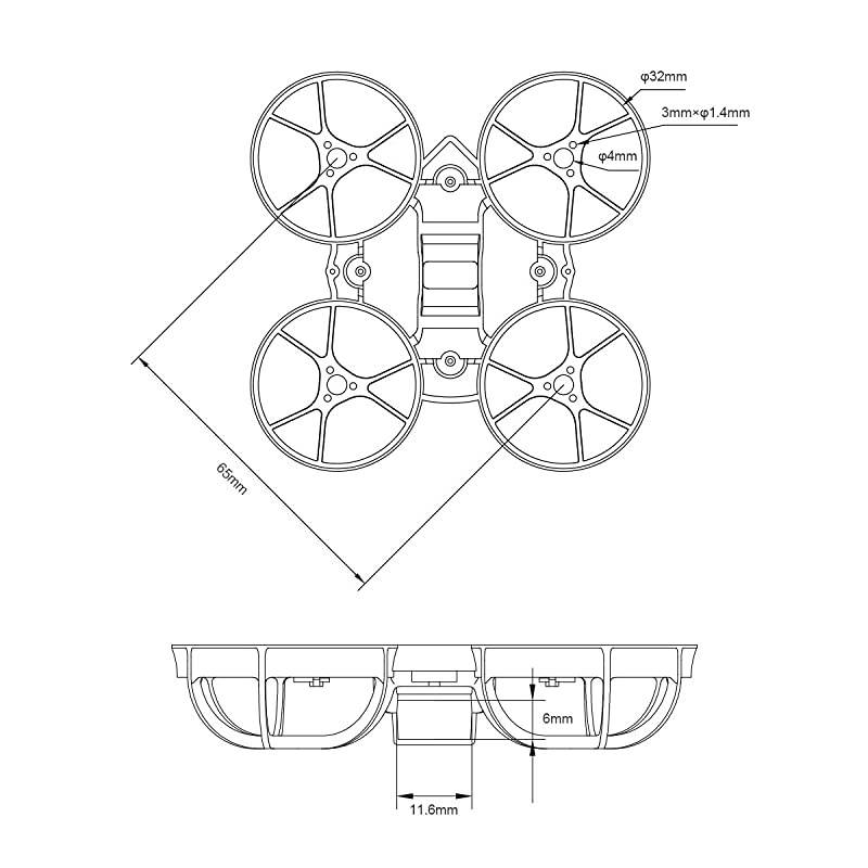 Meteor65 1S Brushless Whoop Frame Kit Blue Orange with 2 Sets 31mm 3-Blade Props 1.0mm Shaft White for 65mm Meteor65 1S Brushless Micro Tiny Racing Whoop Quadcopter