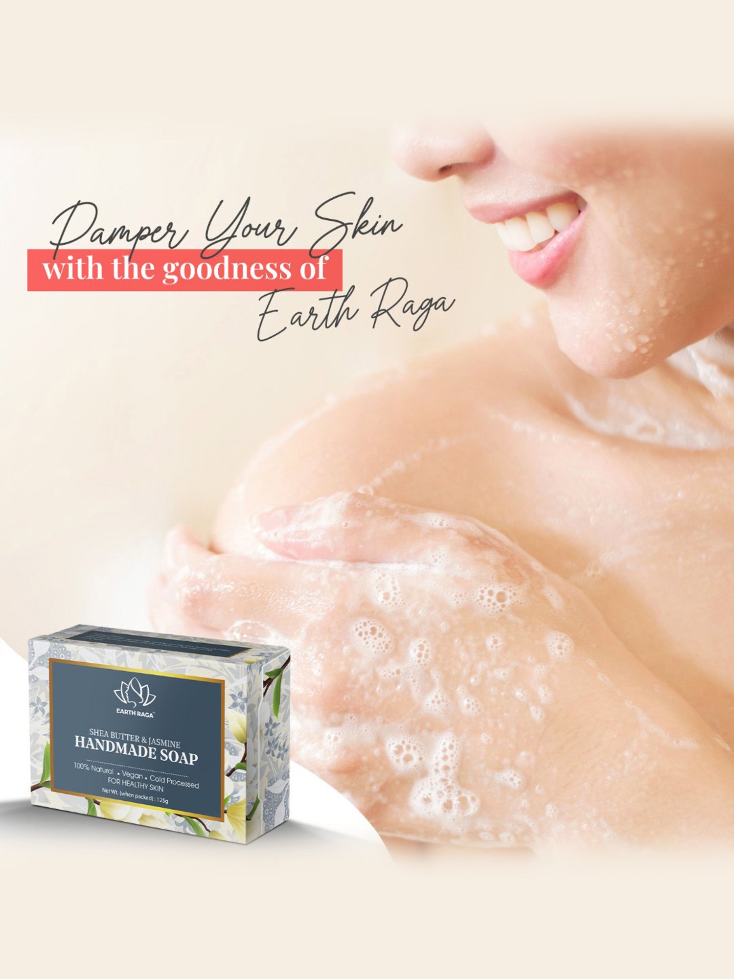 Earthraga Shea Butter & Jasmine Handmade Soap - 125 gm