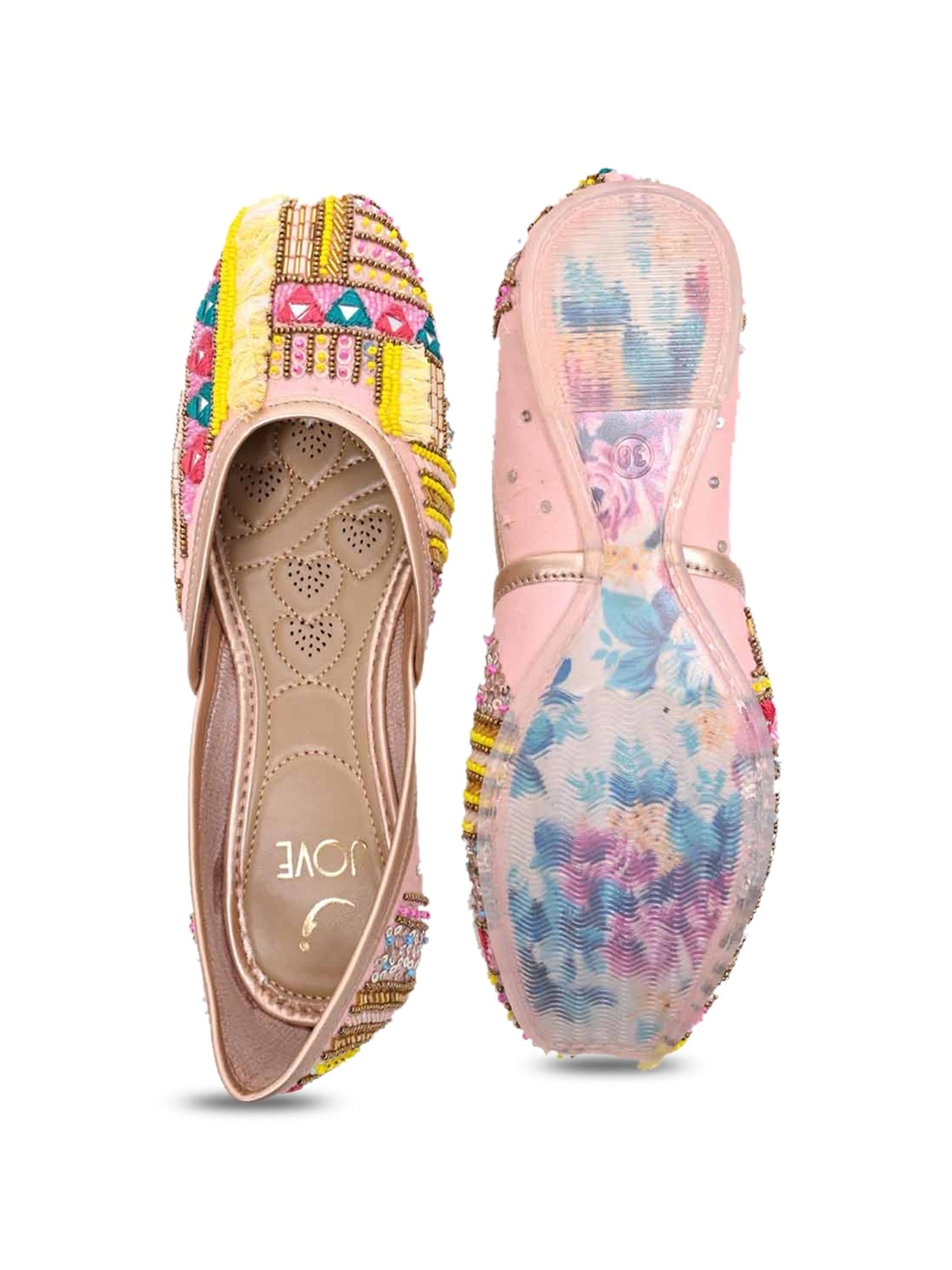 Jove Women's Pink Ethnic Juttis