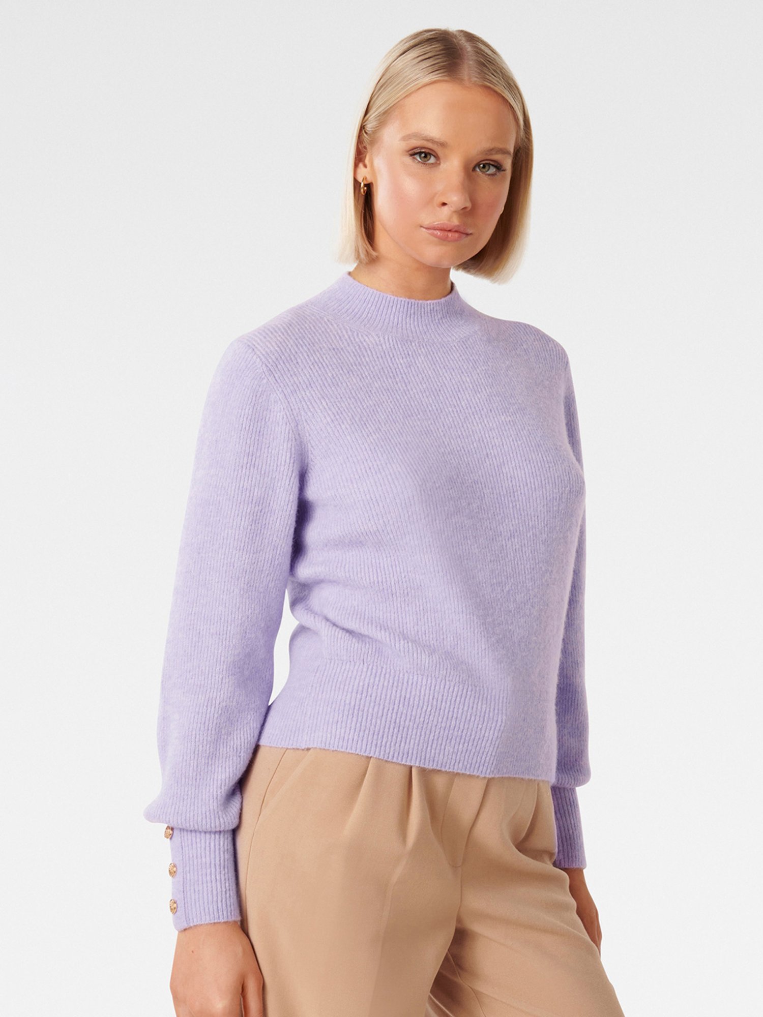 Forever New Fearne Crew Neck Button Cuff Jumper