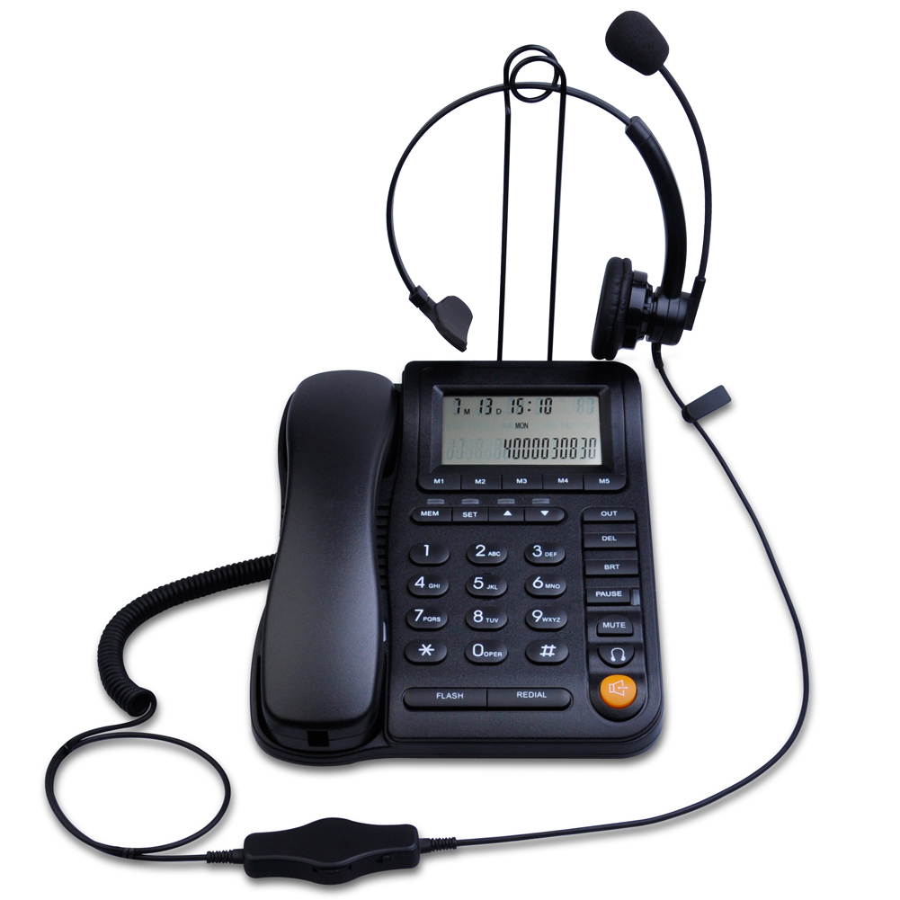 KerLiTar P017B Call Center Corded Phone with Caller ID and RJ9 Monaural Headset Home Office Landline Phone with Speakerphone