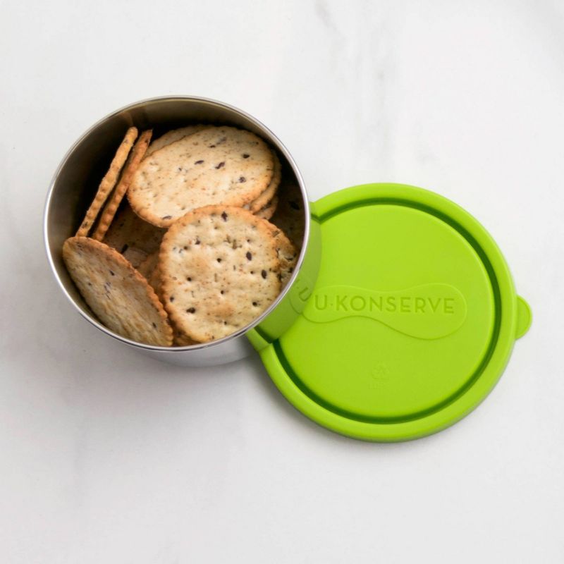 U-Konserve Stainless Steel Food-Storage Container Round 9oz - Lime Plastic Lid