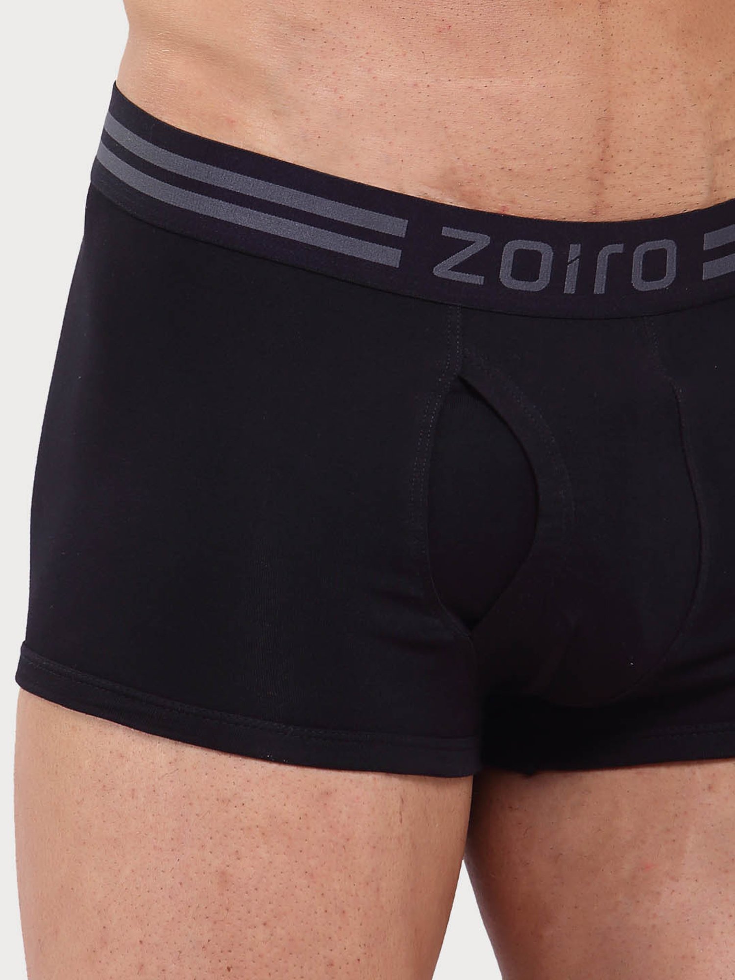 Zoiro Dark Denim & Black Cotton Regular Fit Trunks - Pack Of 2