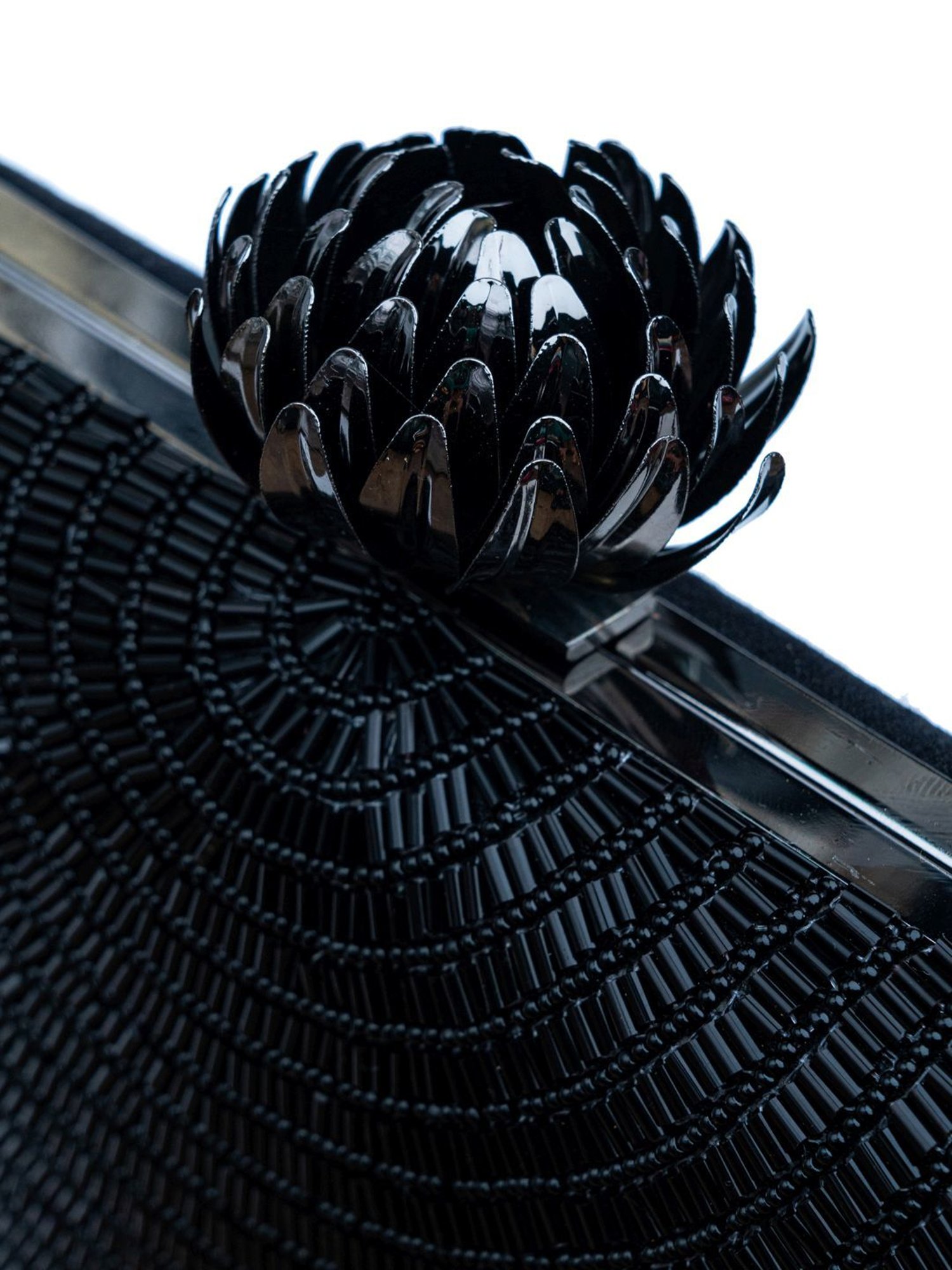 NR by Nidhi Rathi Black Fabric Minaudiere Clutch