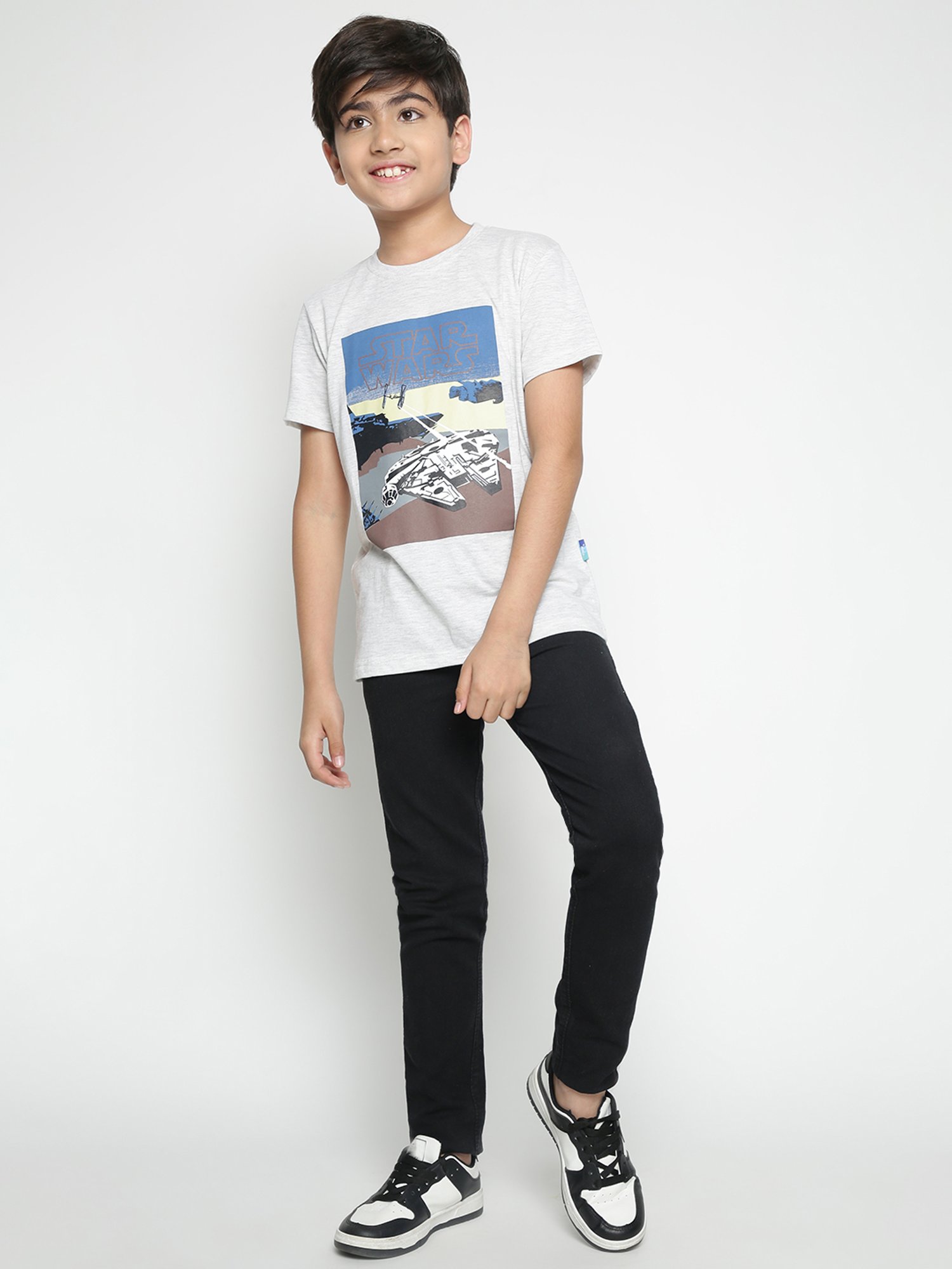 Lil Tomatoes Boys Grey Printed T-Shirt